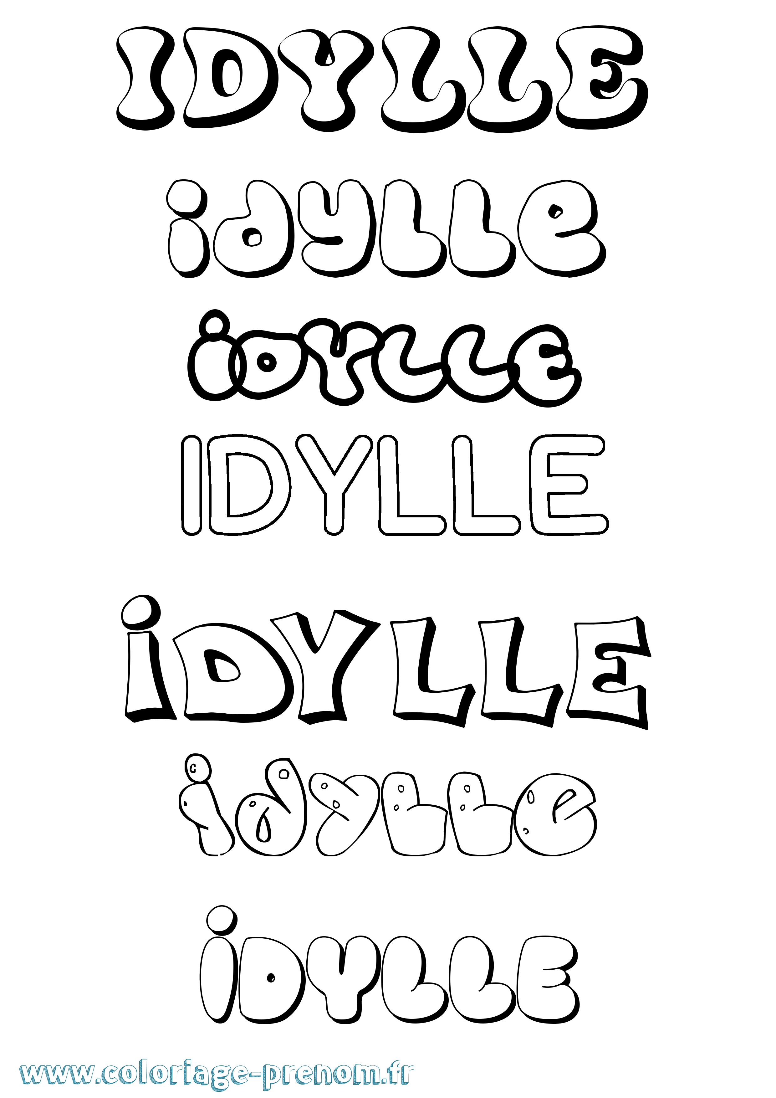 Coloriage Idylle Bubble Coloriage prénom Idylle Bubble