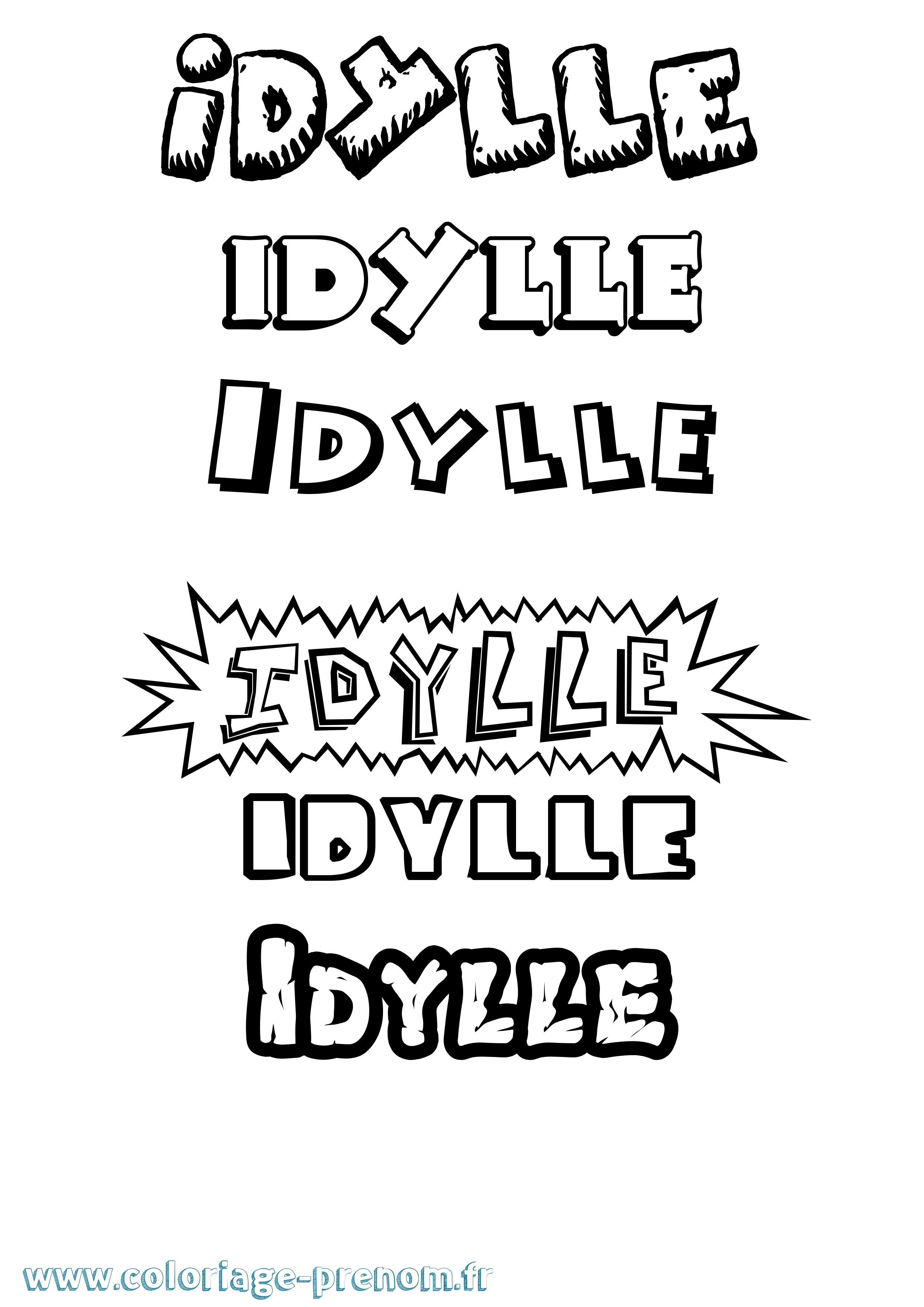 Coloriage Idylle Dessin Animé Coloriage prénom Idylle Dessin Animé