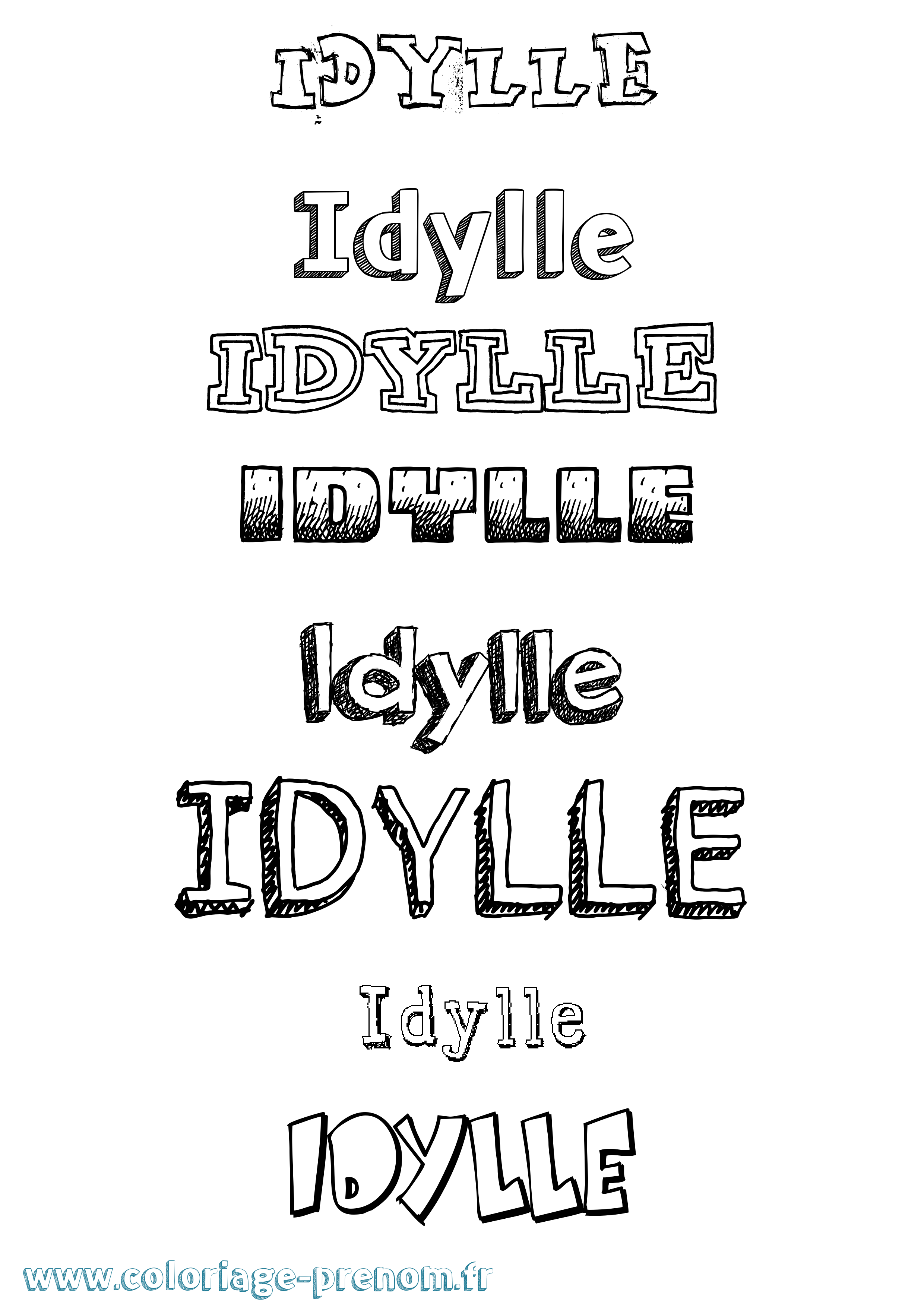 Coloriage Idylle Dessiné Coloriage prénom Idylle Dessiné