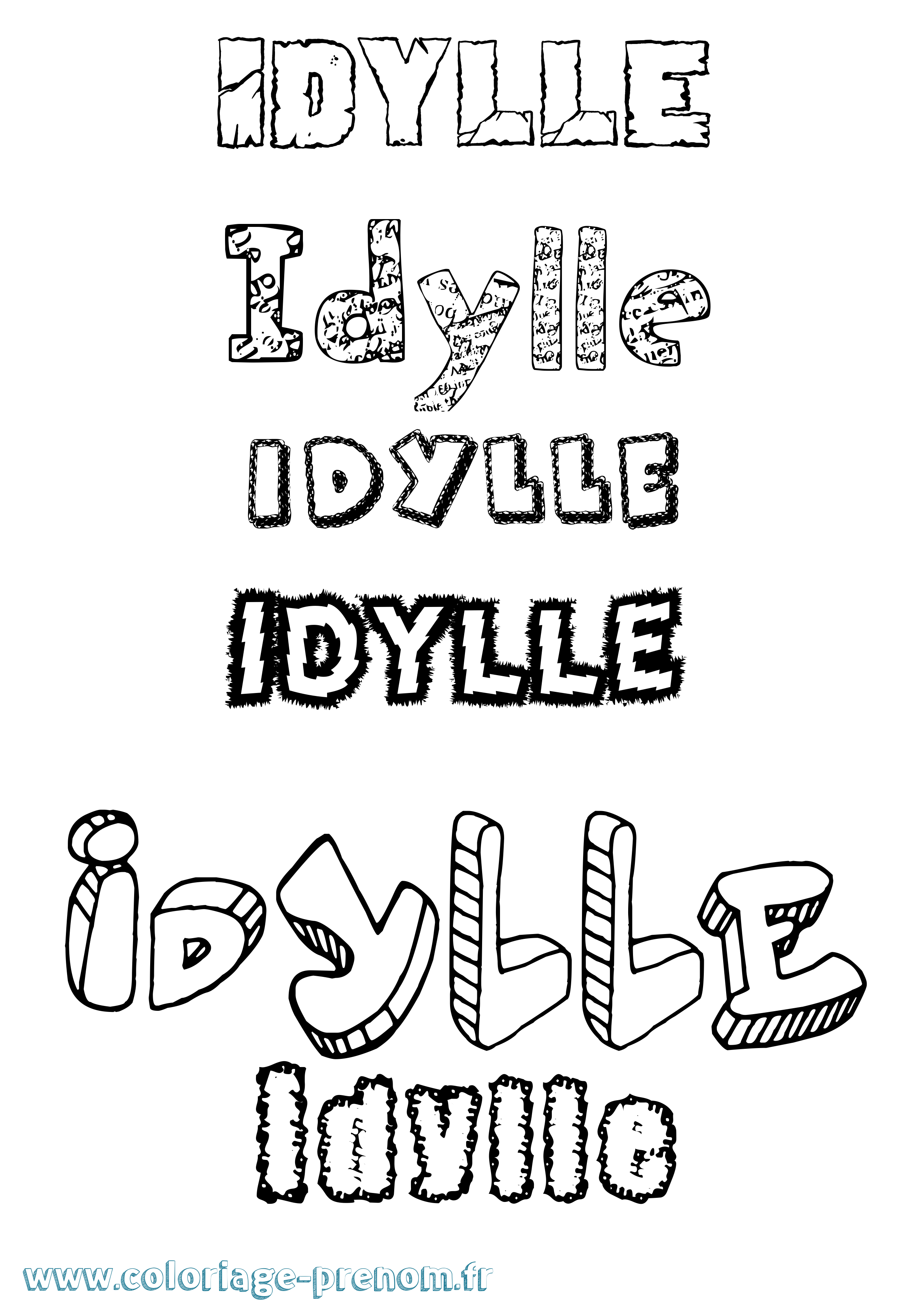 Coloriage Idylle Destructuré Coloriage prénom Idylle Destructuré