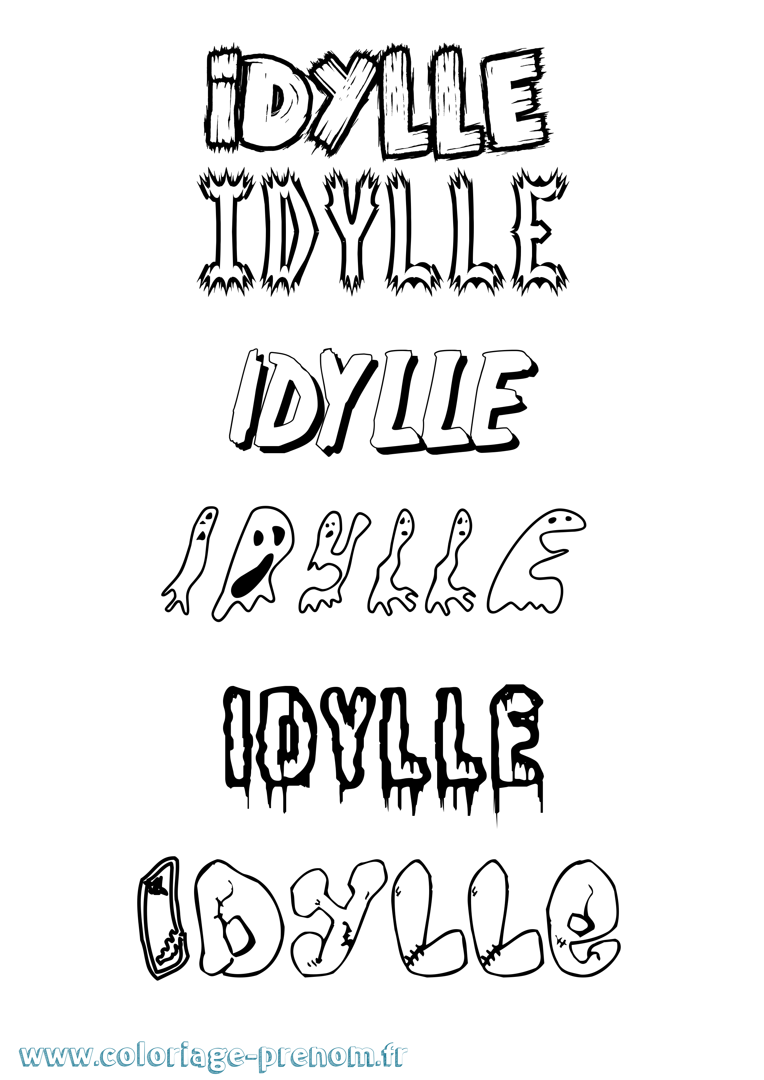 Coloriage Idylle Frisson Coloriage prénom Idylle Frisson