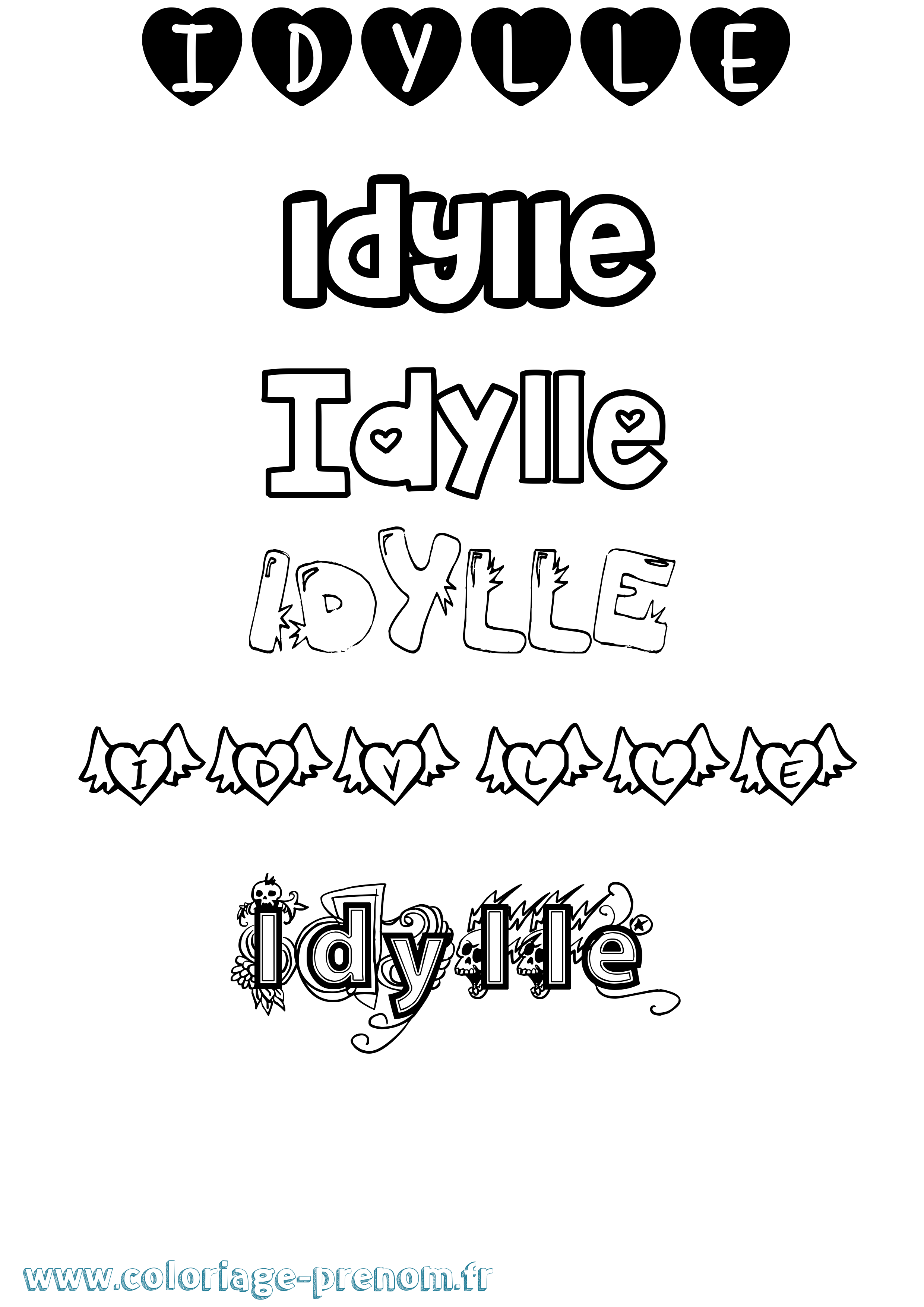 Coloriage Idylle Girly Coloriage prénom Idylle Girly