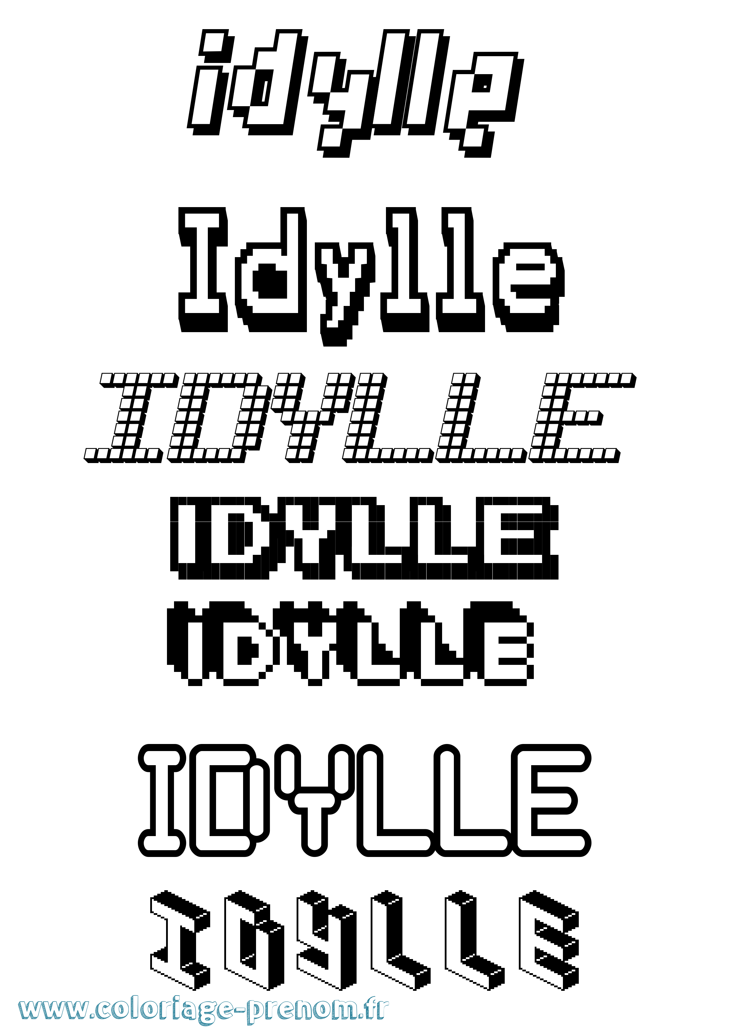 Coloriage Idylle Pixel Coloriage prénom Idylle Pixel