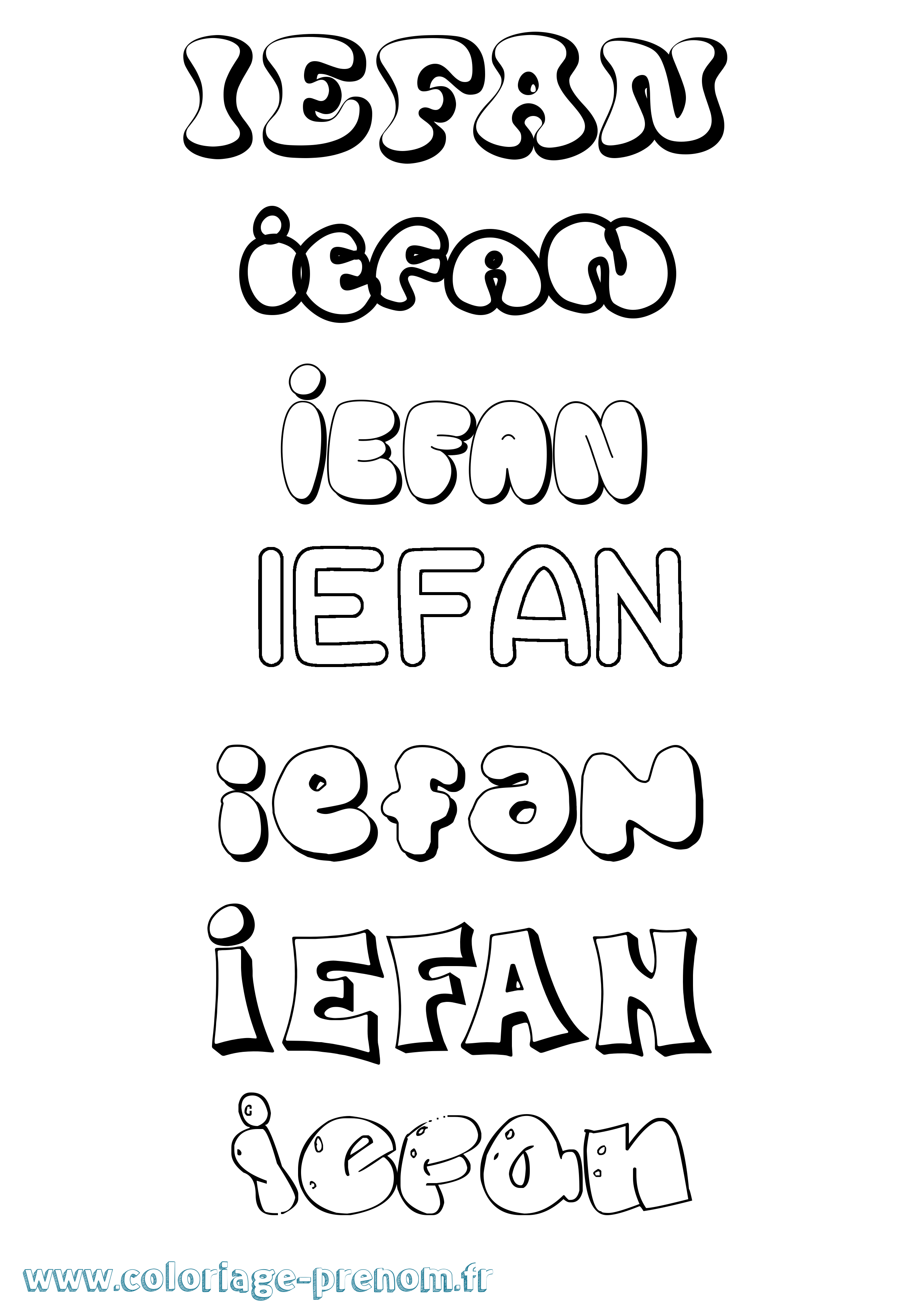 Coloriage Iefan Bubble Coloriage prénom Iefan Bubble