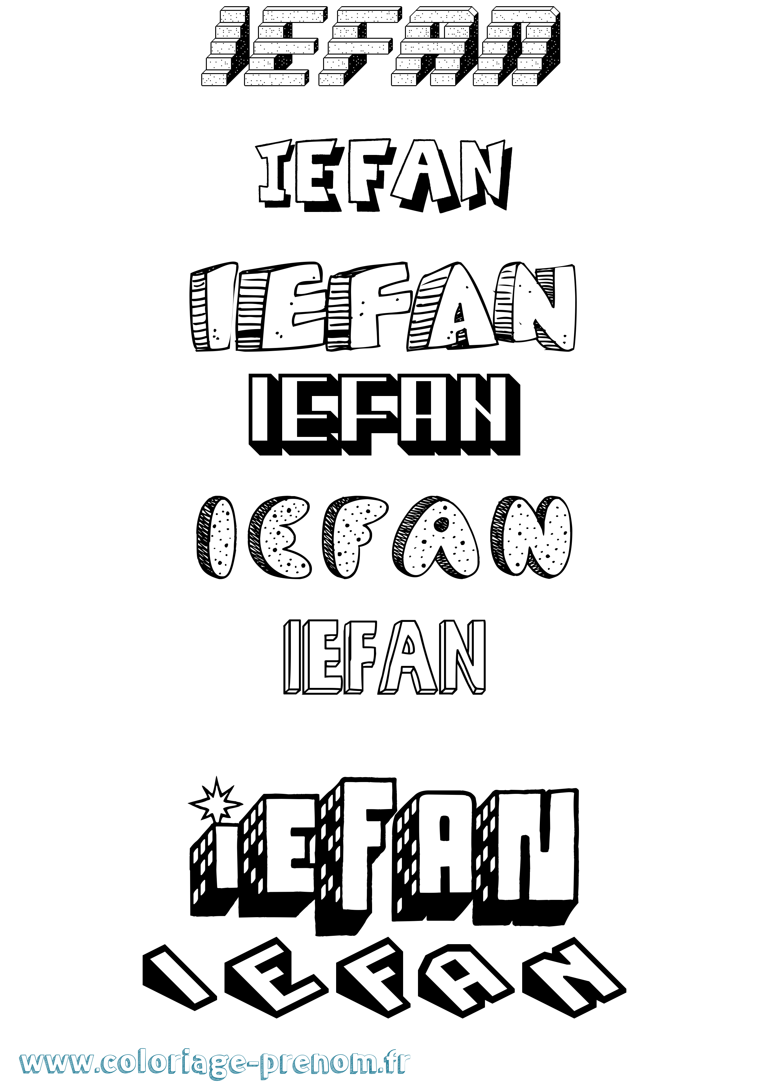 Coloriage Iefan Effet 3D Coloriage prénom Iefan Effet 3D