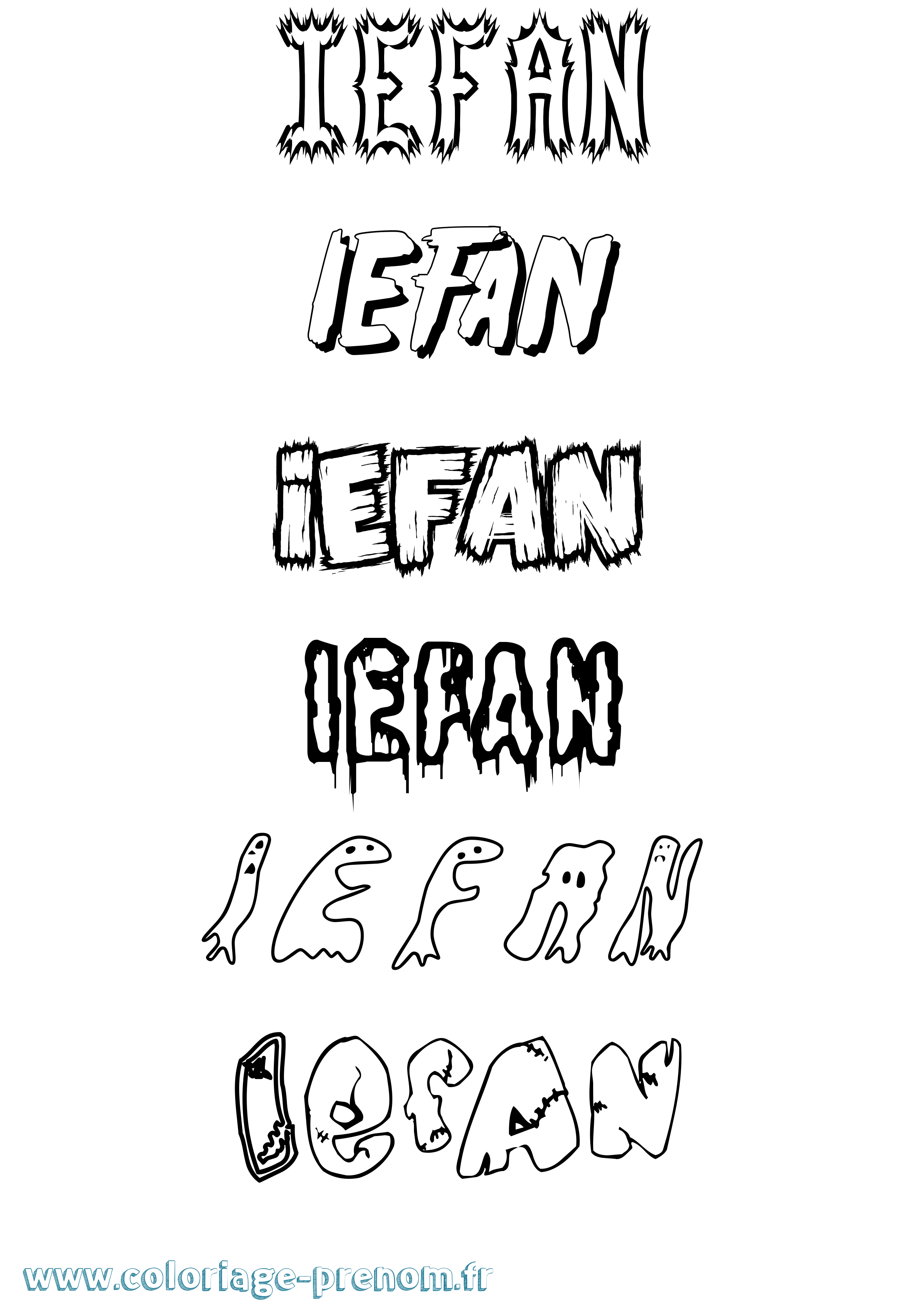 Coloriage Iefan Frisson Coloriage prénom Iefan Frisson