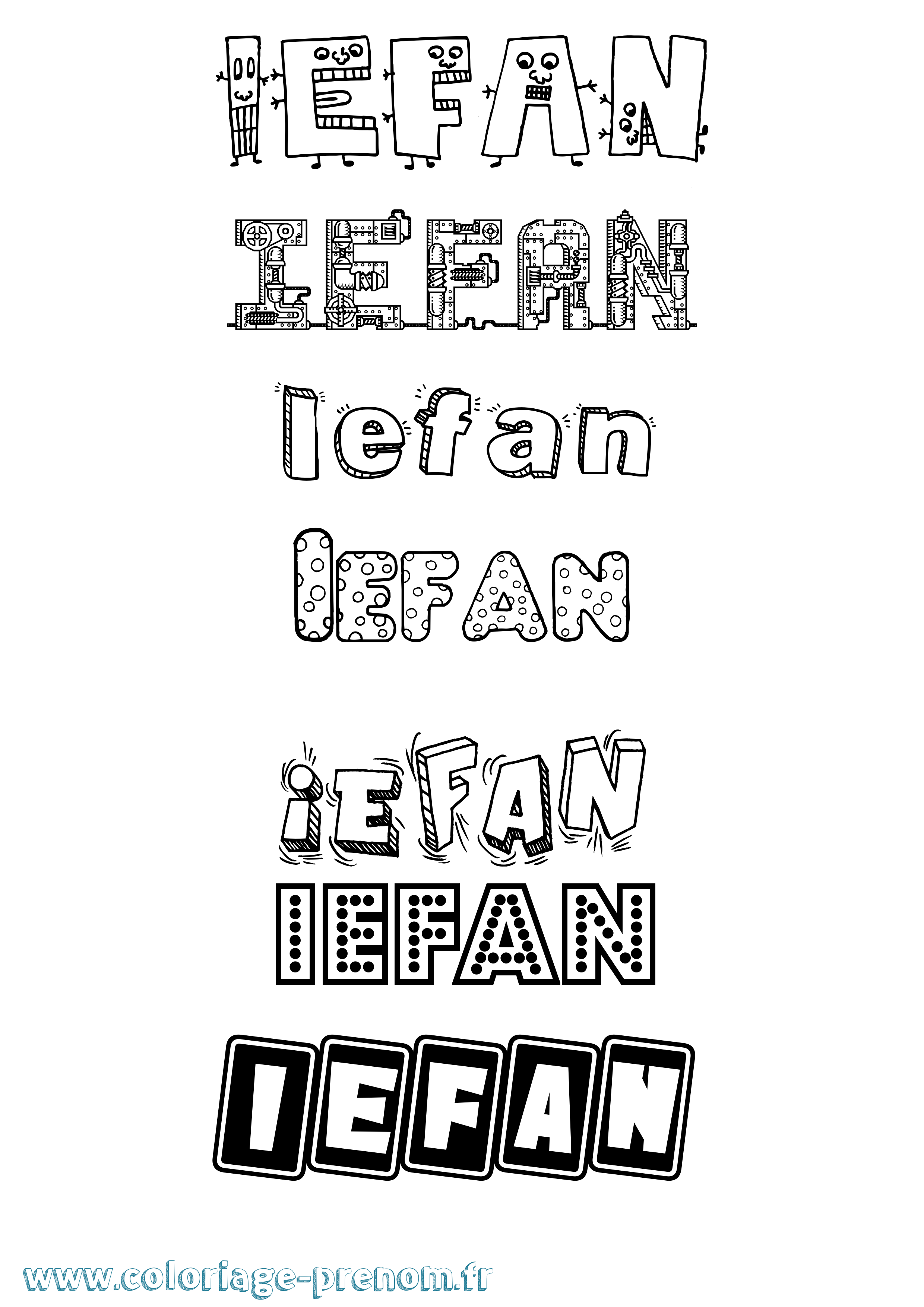 Coloriage Iefan Fun Coloriage prénom Iefan Fun
