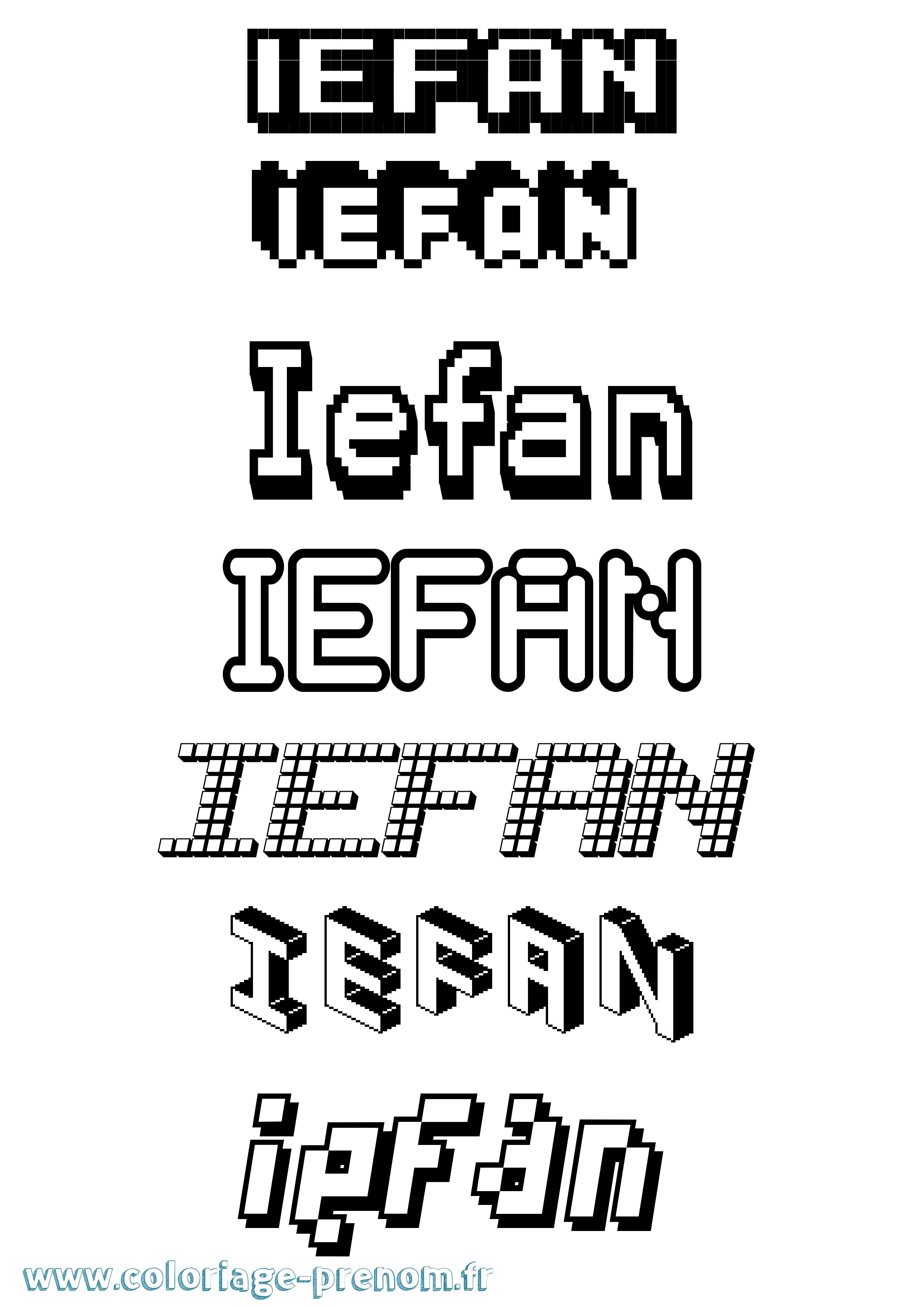 Coloriage Iefan Pixel Coloriage prénom Iefan Pixel