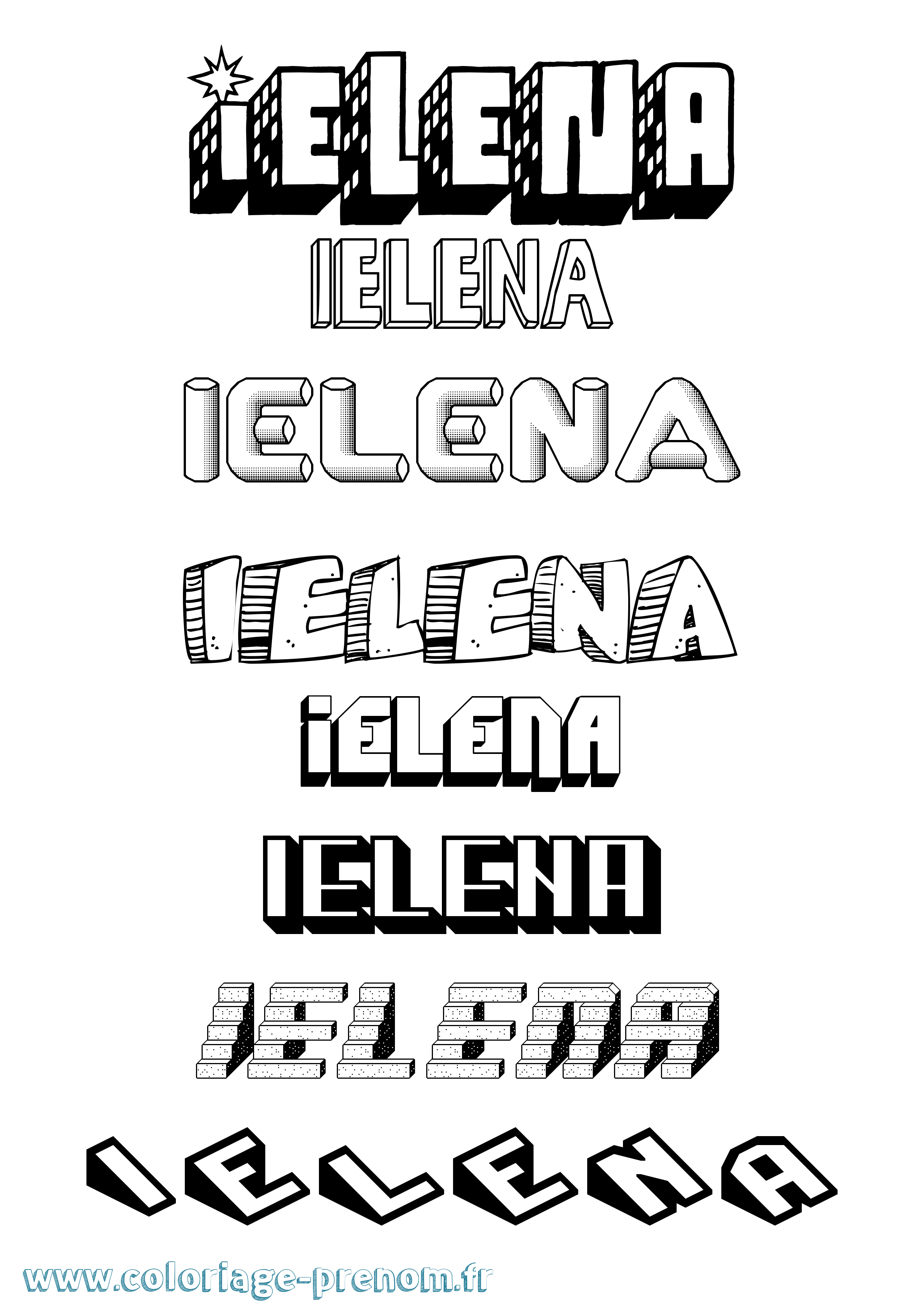 Coloriage Ielena Effet 3D Coloriage prénom Ielena Effet 3D