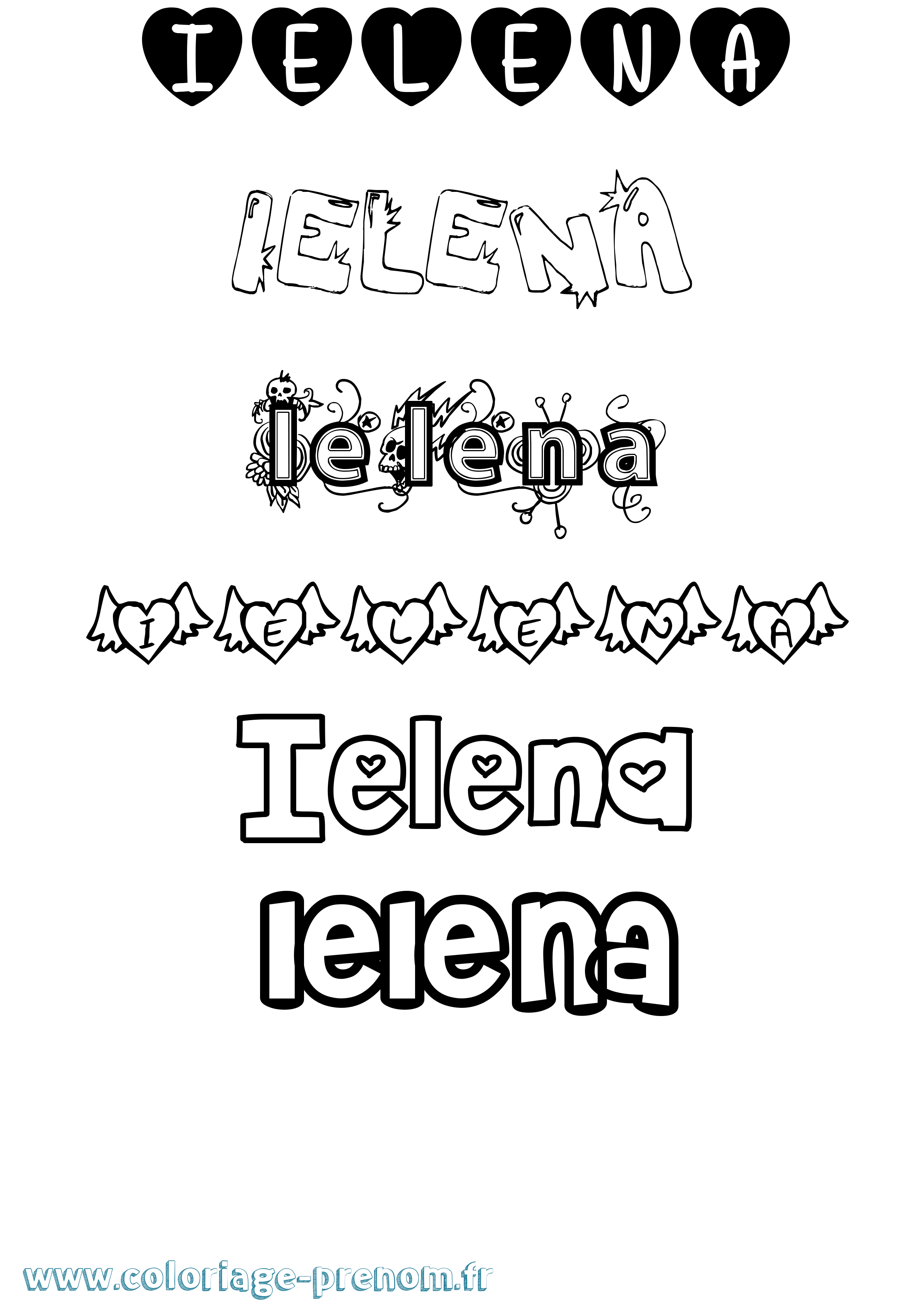 Coloriage Ielena Girly Coloriage prénom Ielena Girly