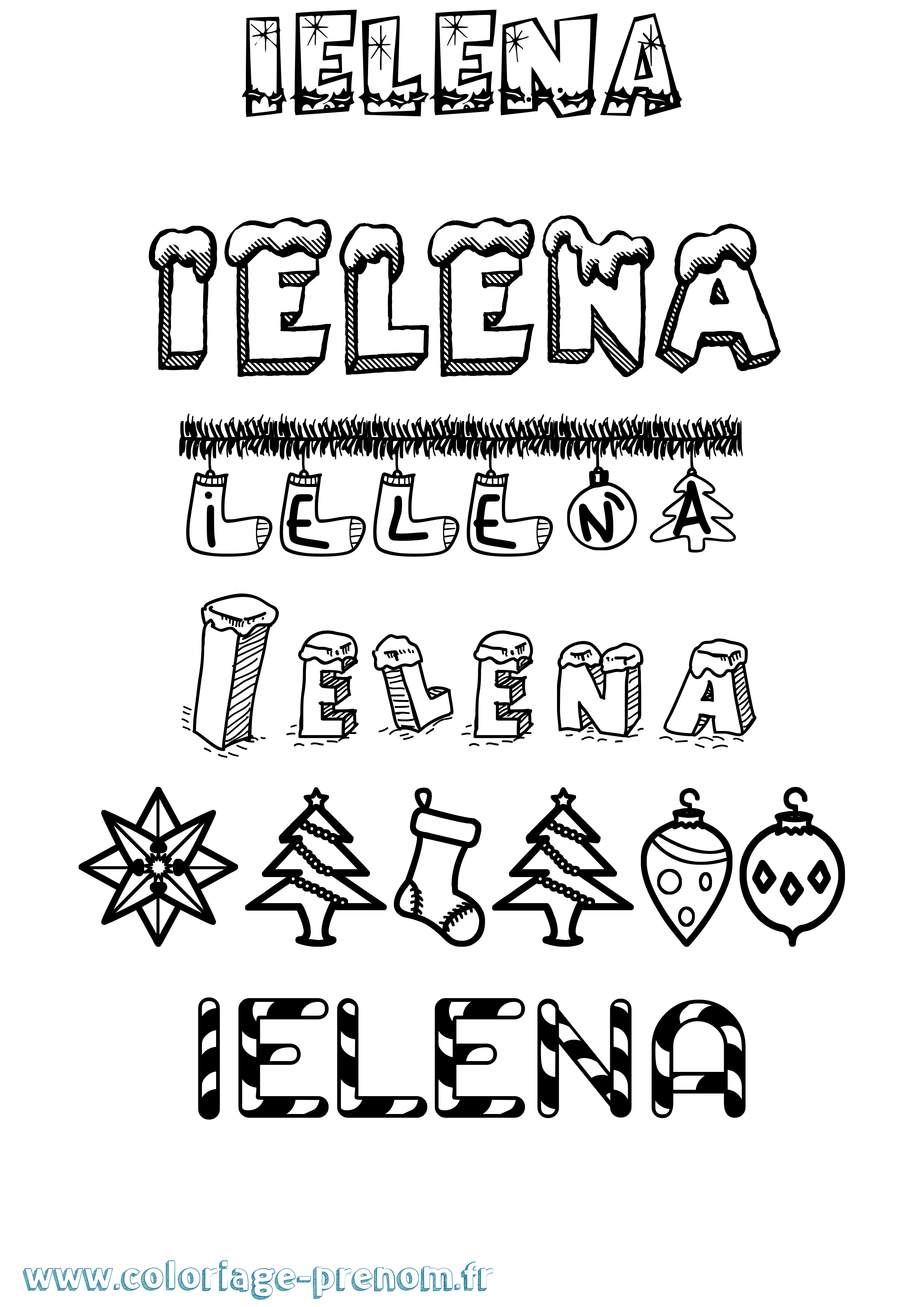 Coloriage Ielena Noël Coloriage prénom Ielena Noël