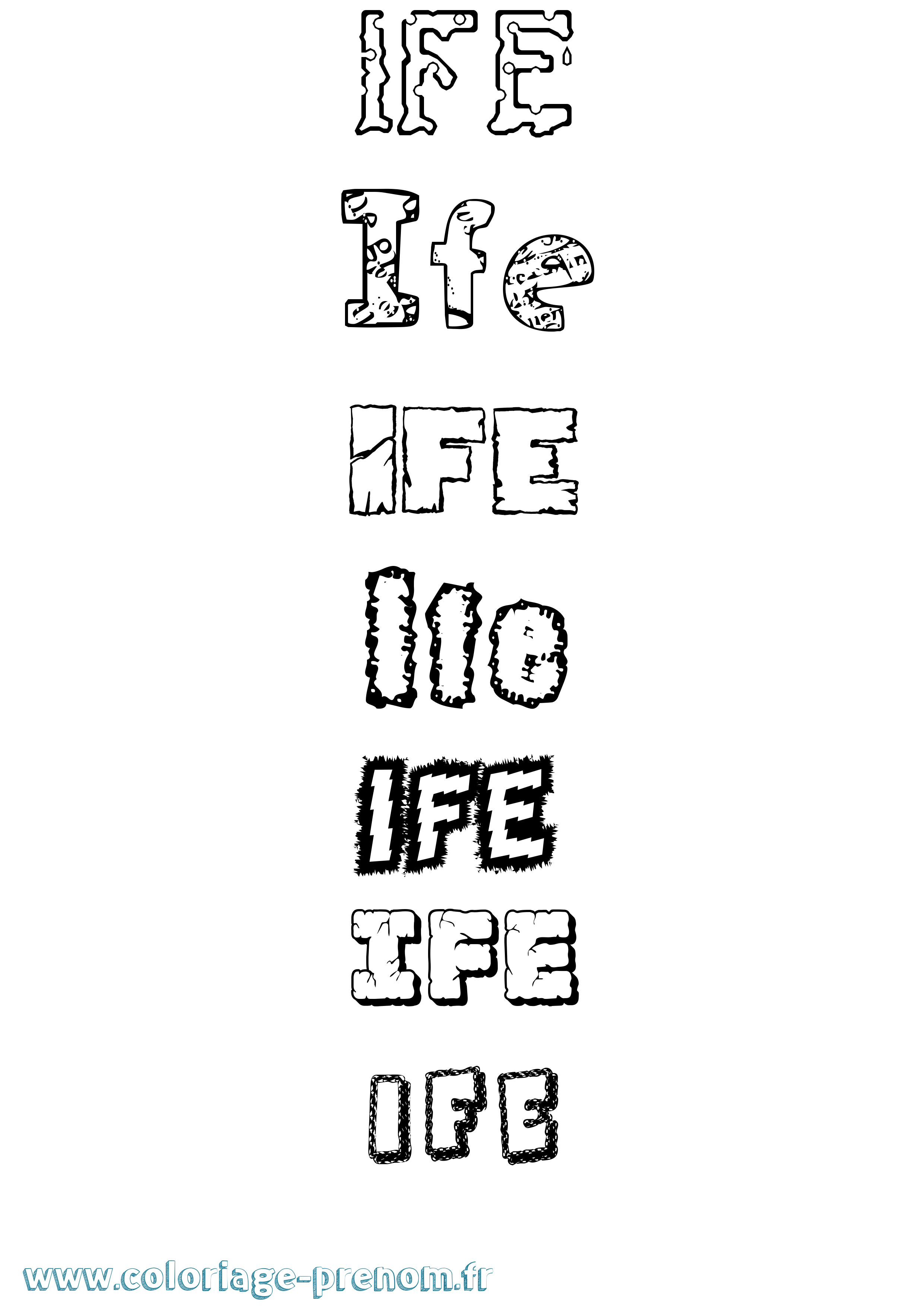 Coloriage Ife Destructuré Coloriage prénom Ife Destructuré