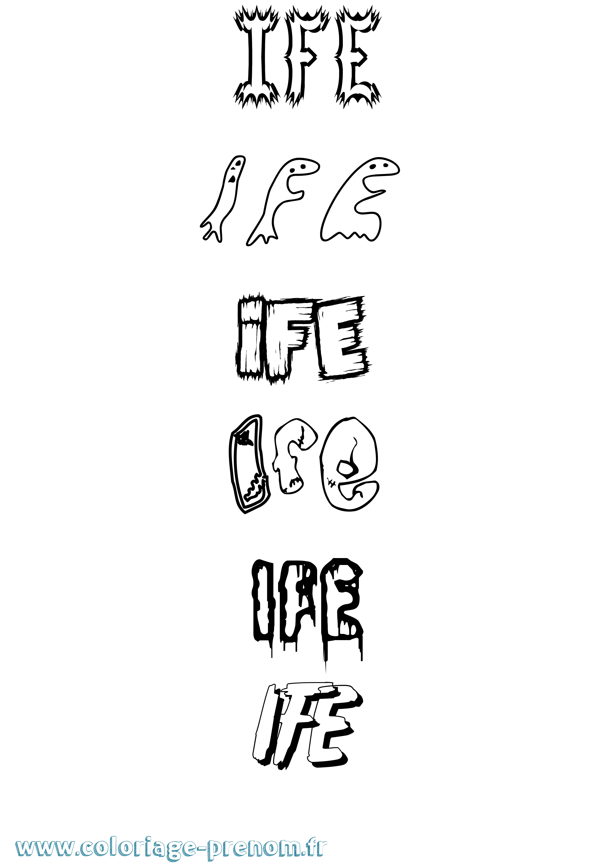 Coloriage Ife Frisson Coloriage prénom Ife Frisson