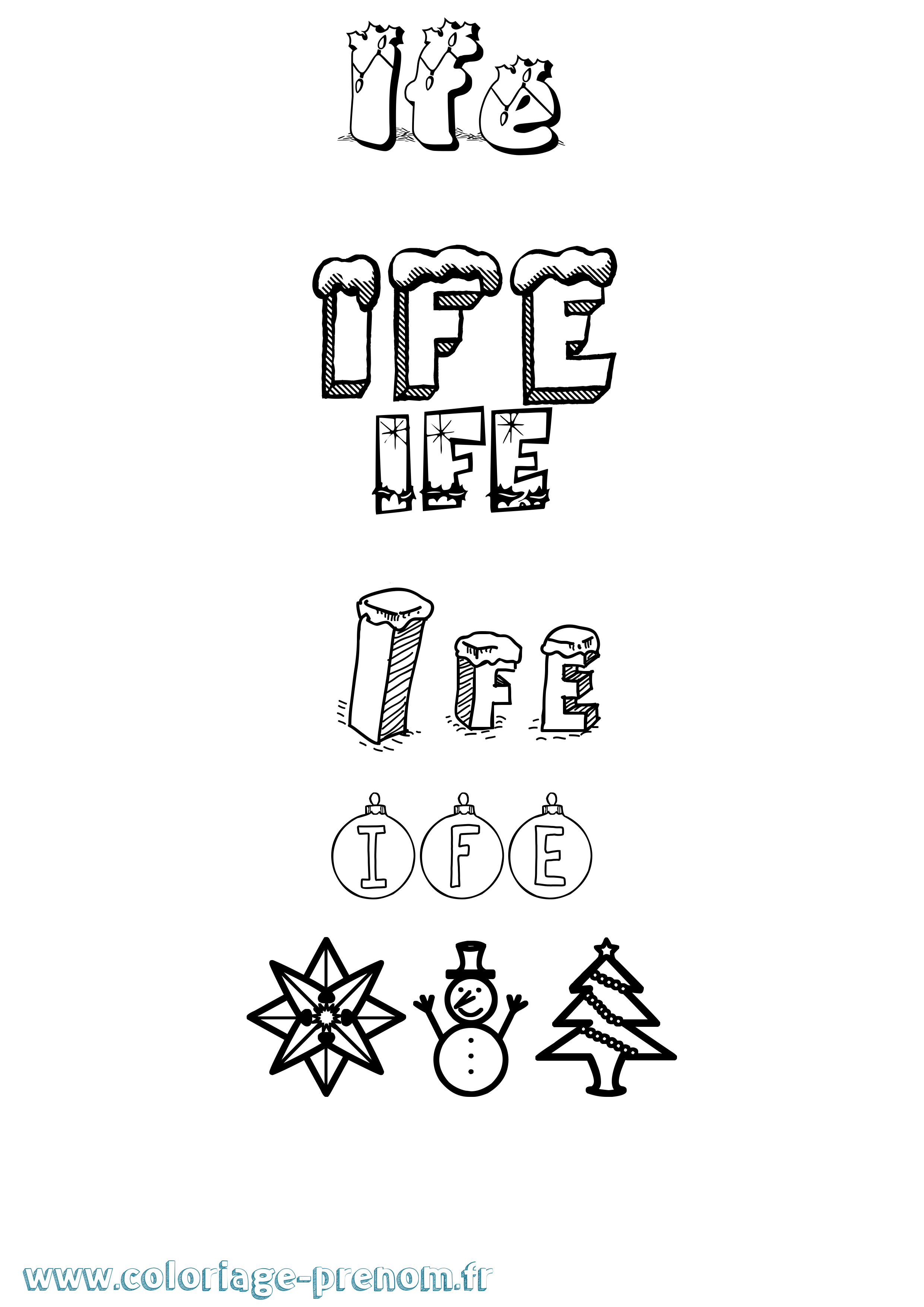 Coloriage Ife Noël Coloriage prénom Ife Noël