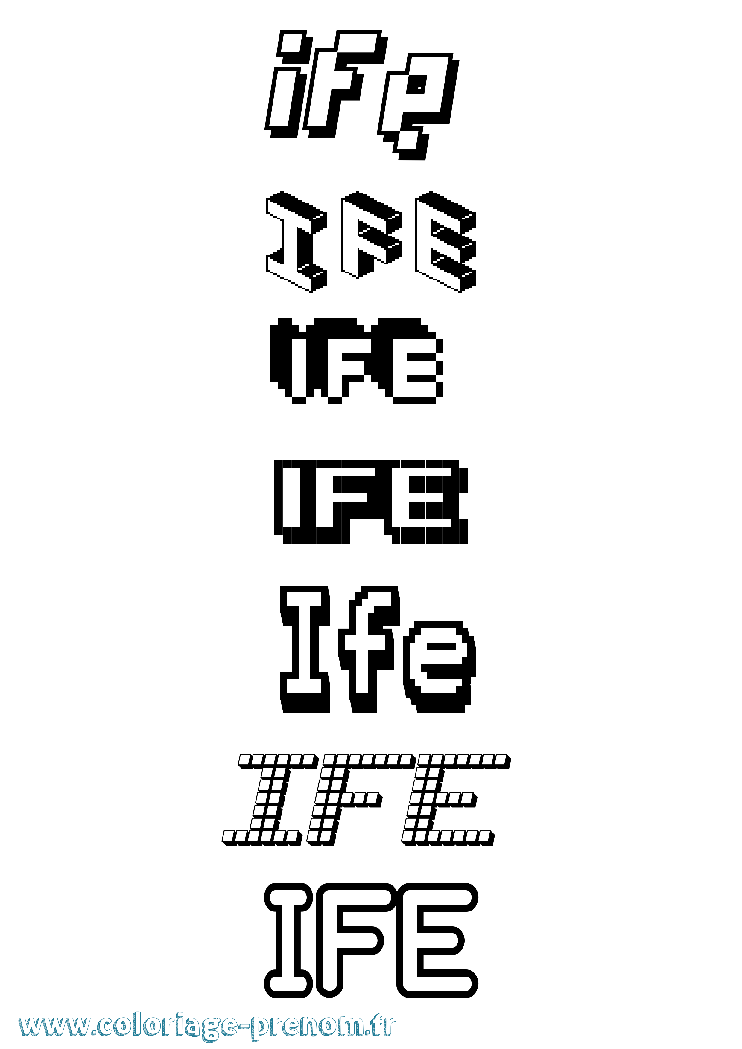 Coloriage Ife Pixel Coloriage prénom Ife Pixel