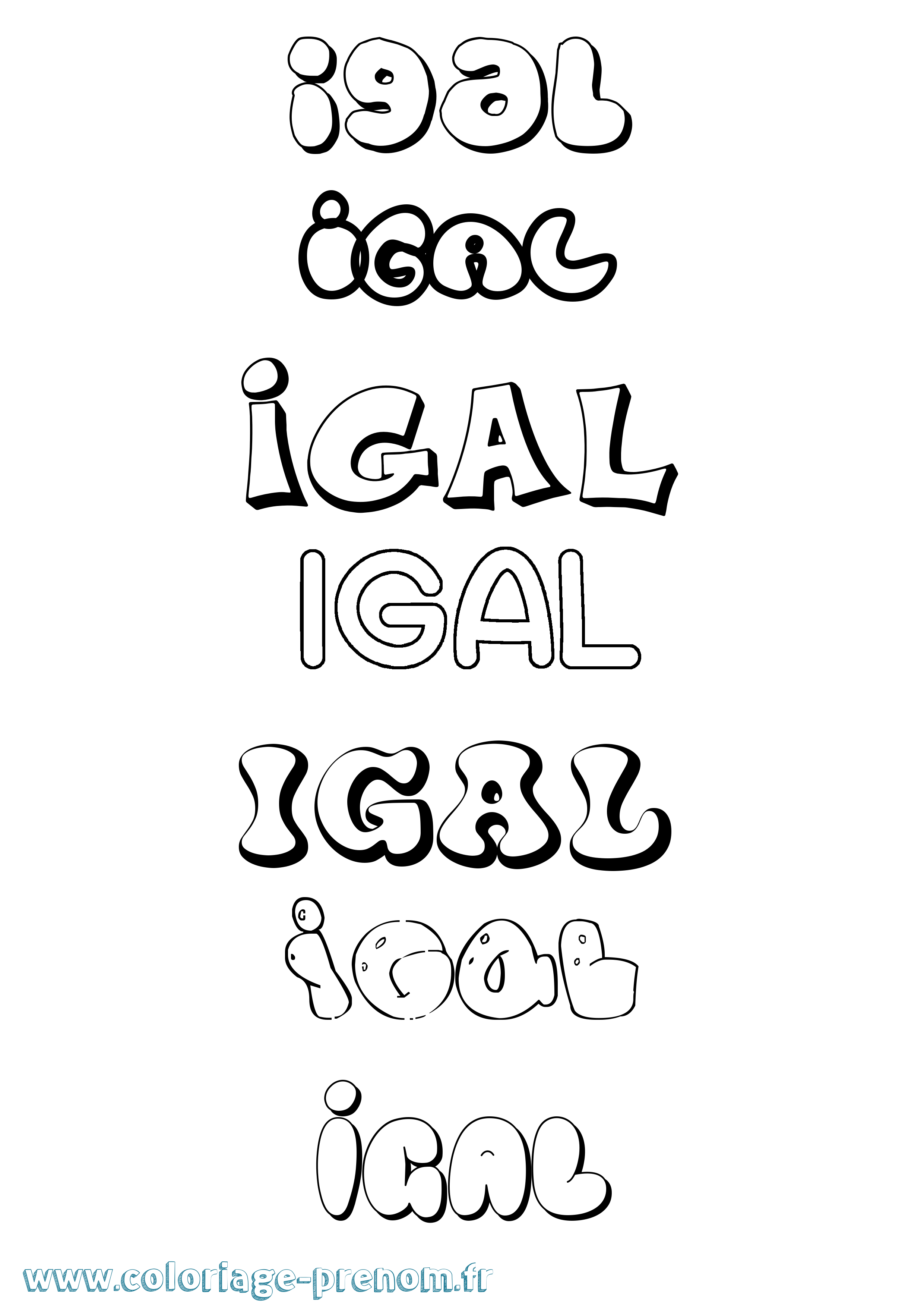 Coloriage Igal Bubble Coloriage prénom Igal Bubble