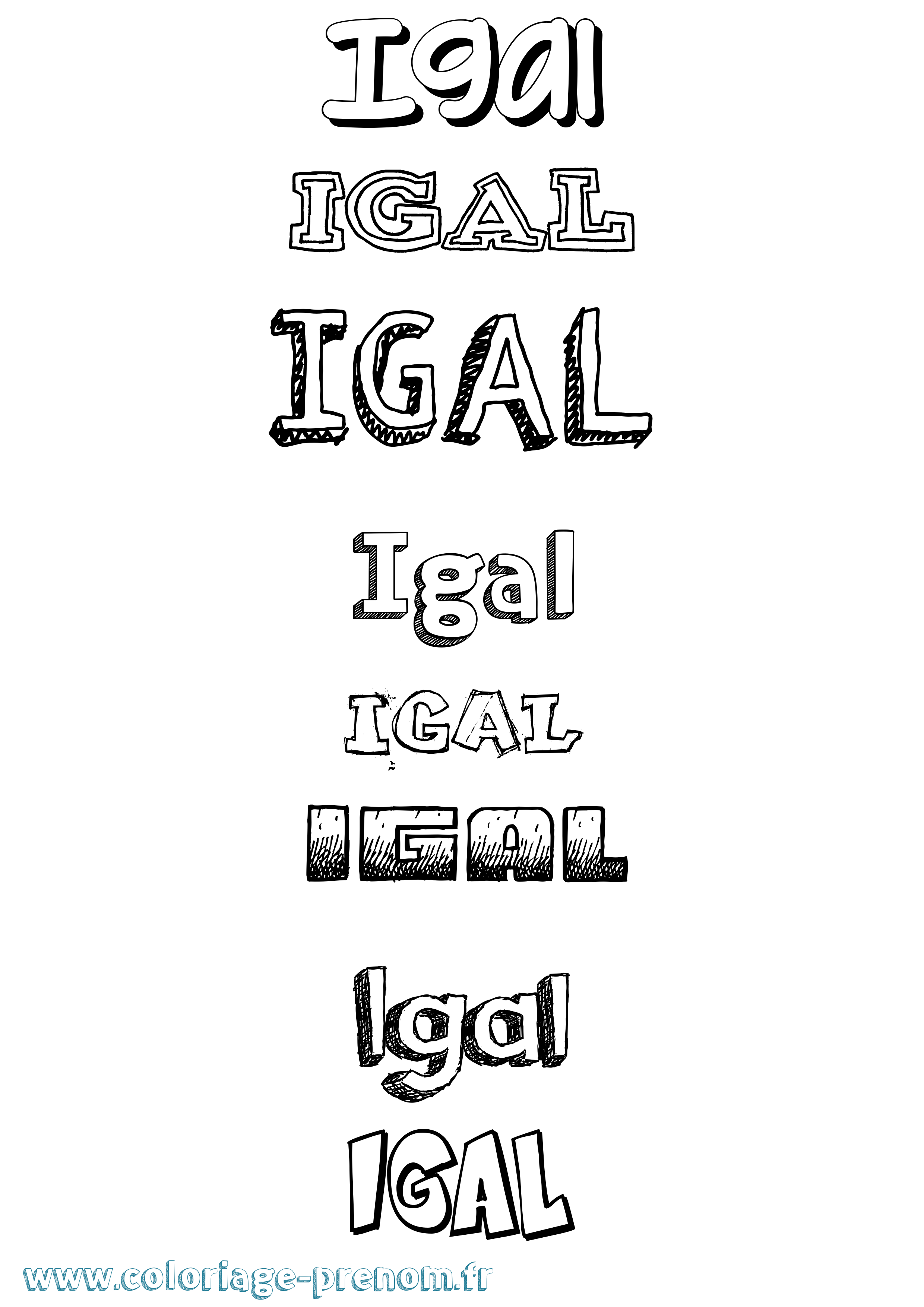 Coloriage Igal Dessiné Coloriage prénom Igal Dessiné