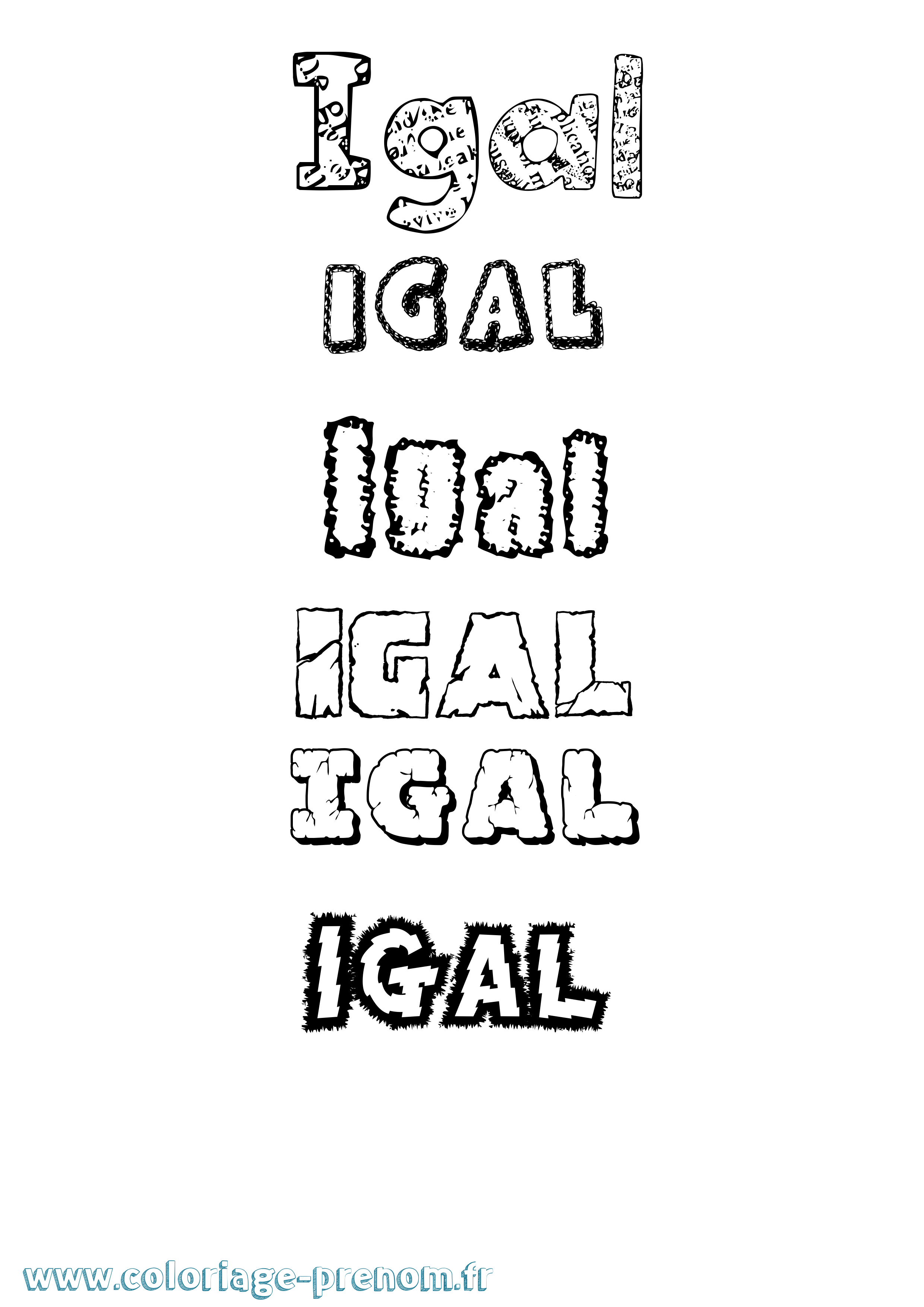 Coloriage Igal Destructuré Coloriage prénom Igal Destructuré