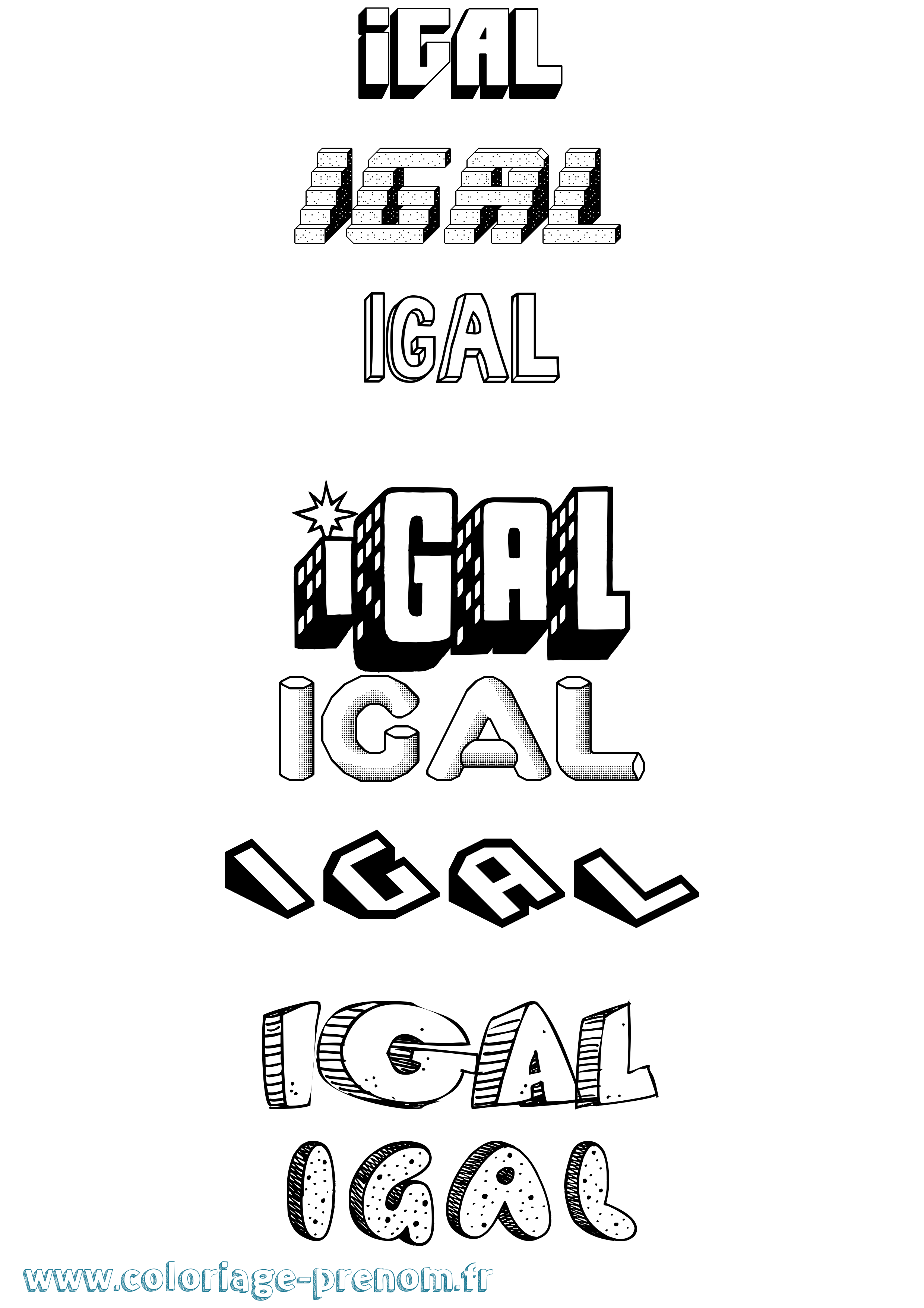 Coloriage Igal Effet 3D Coloriage prénom Igal Effet 3D