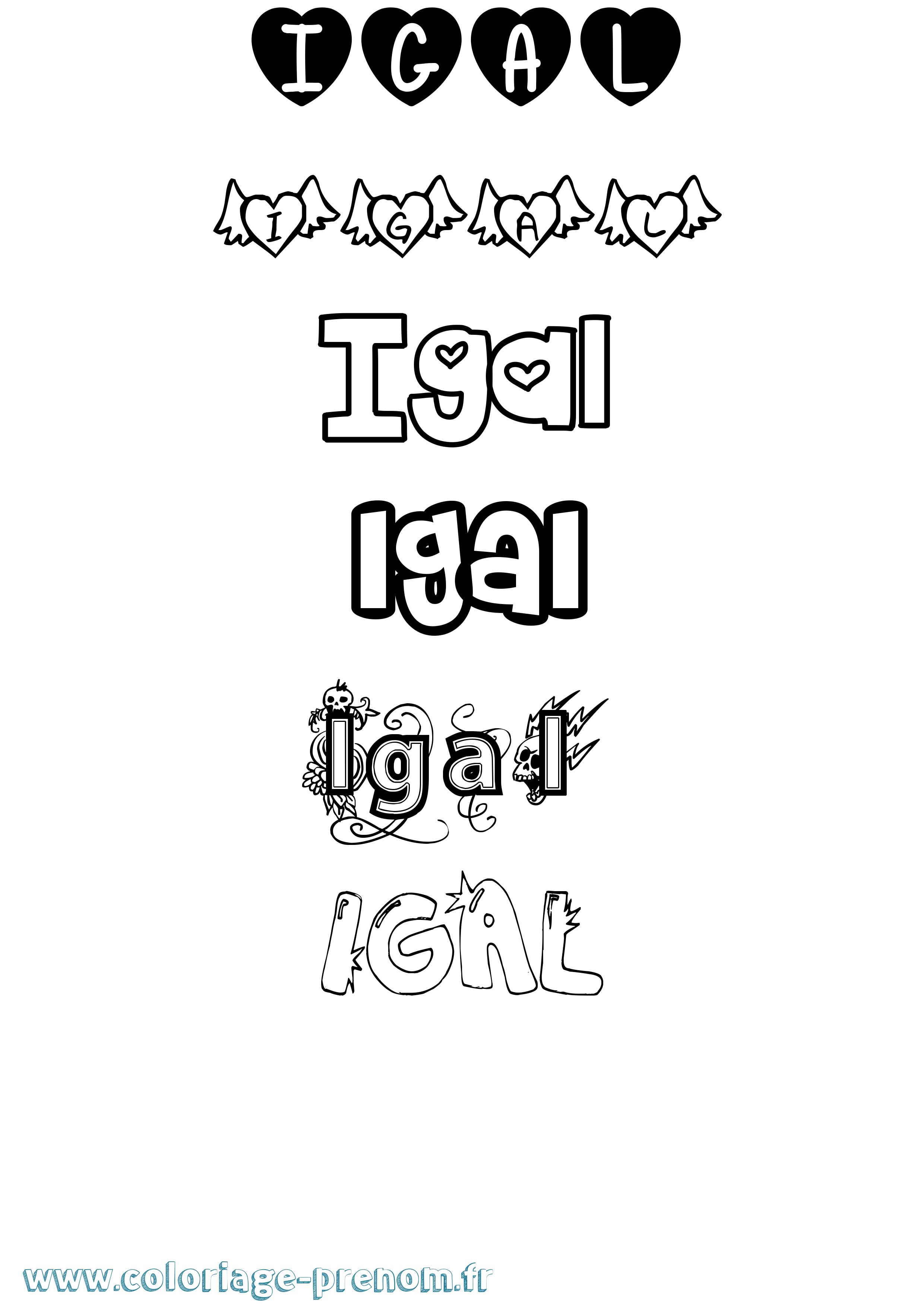 Coloriage Igal Girly Coloriage prénom Igal Girly