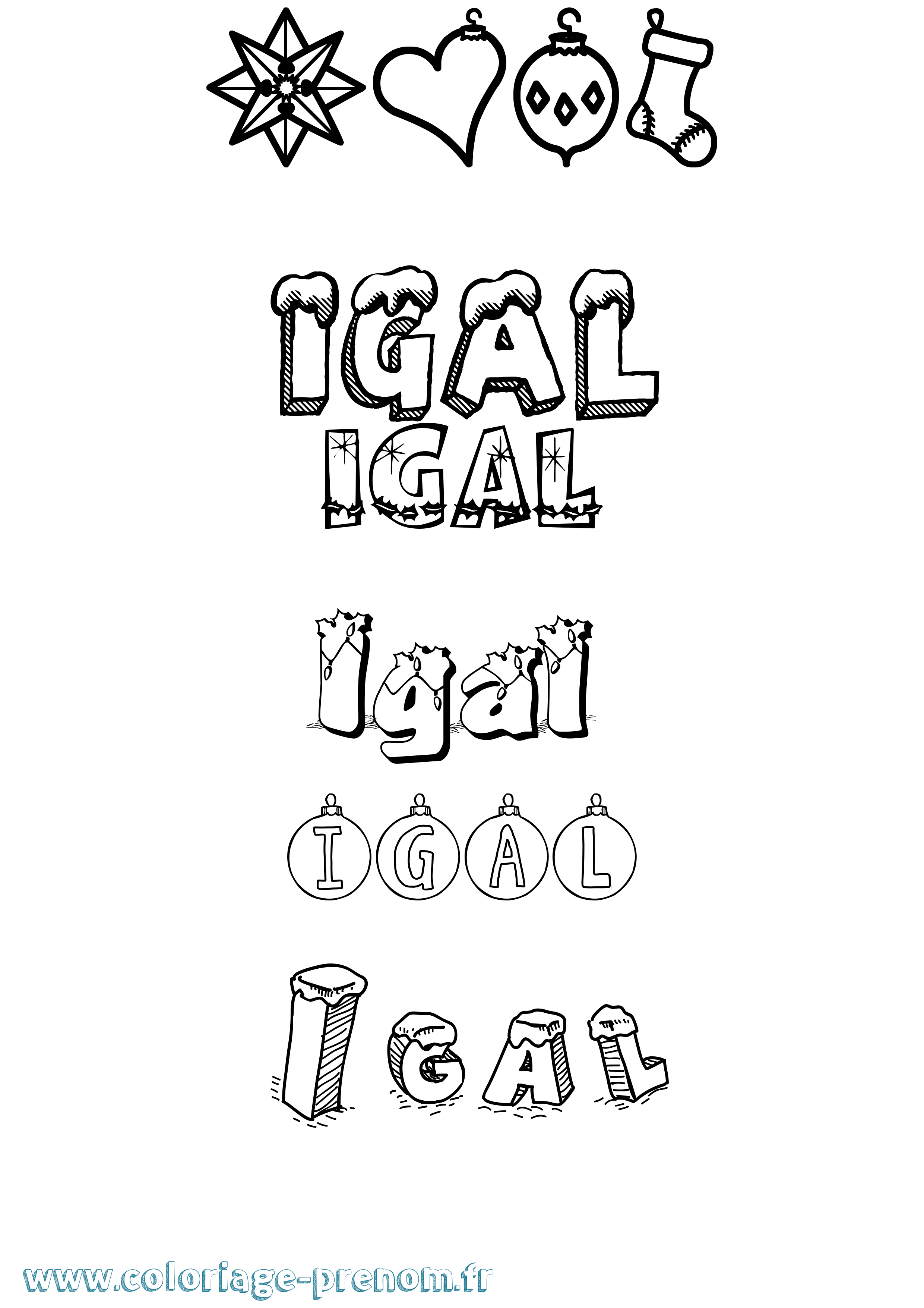 Coloriage Igal Noël Coloriage prénom Igal Noël