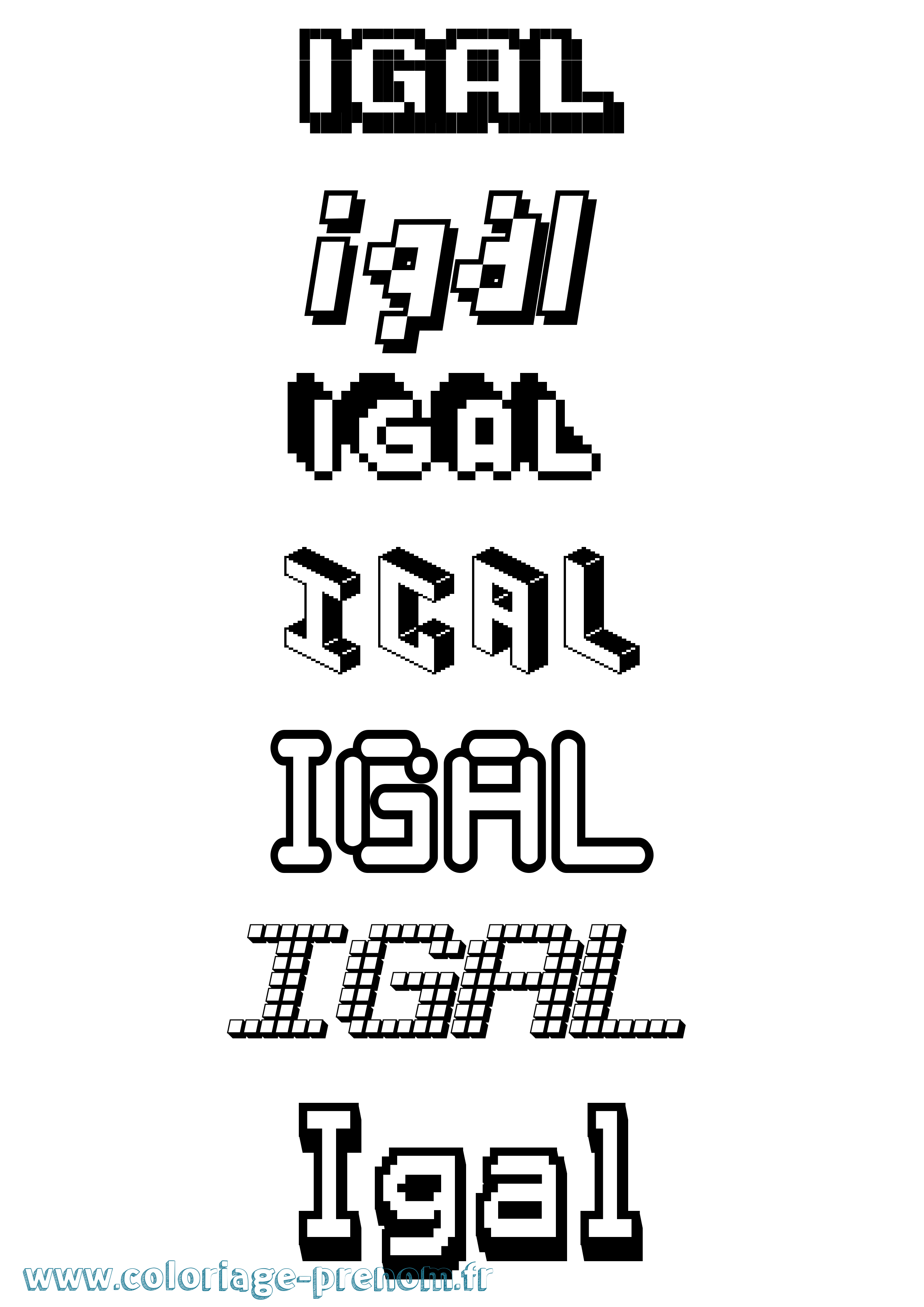 Coloriage Igal Pixel Coloriage prénom Igal Pixel