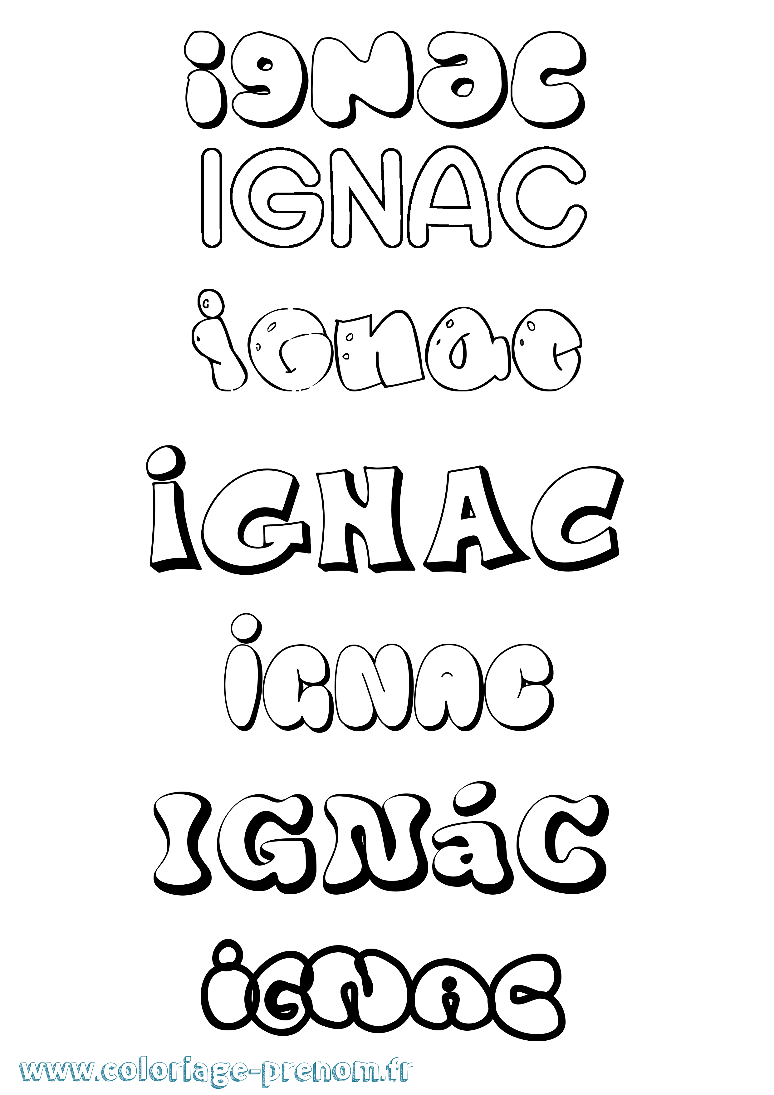 Coloriage Ignác Bubble Coloriage prénom Ignác Bubble