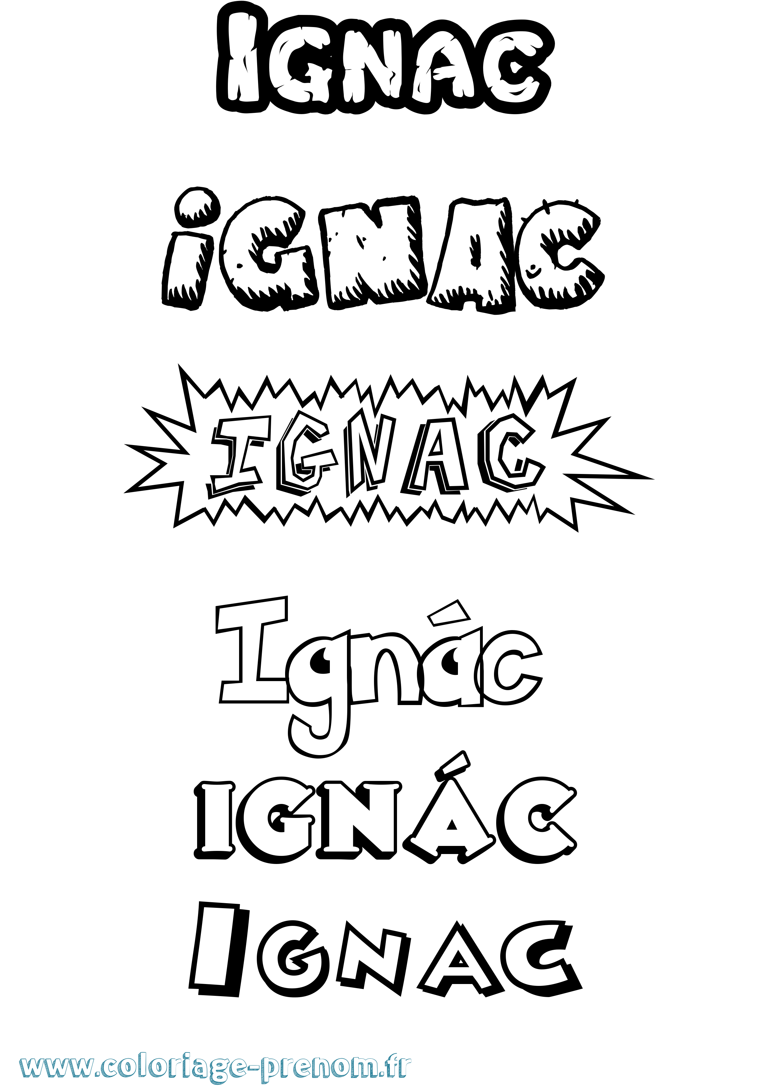 Coloriage Ignác Dessin Animé Coloriage prénom Ignác Dessin Animé