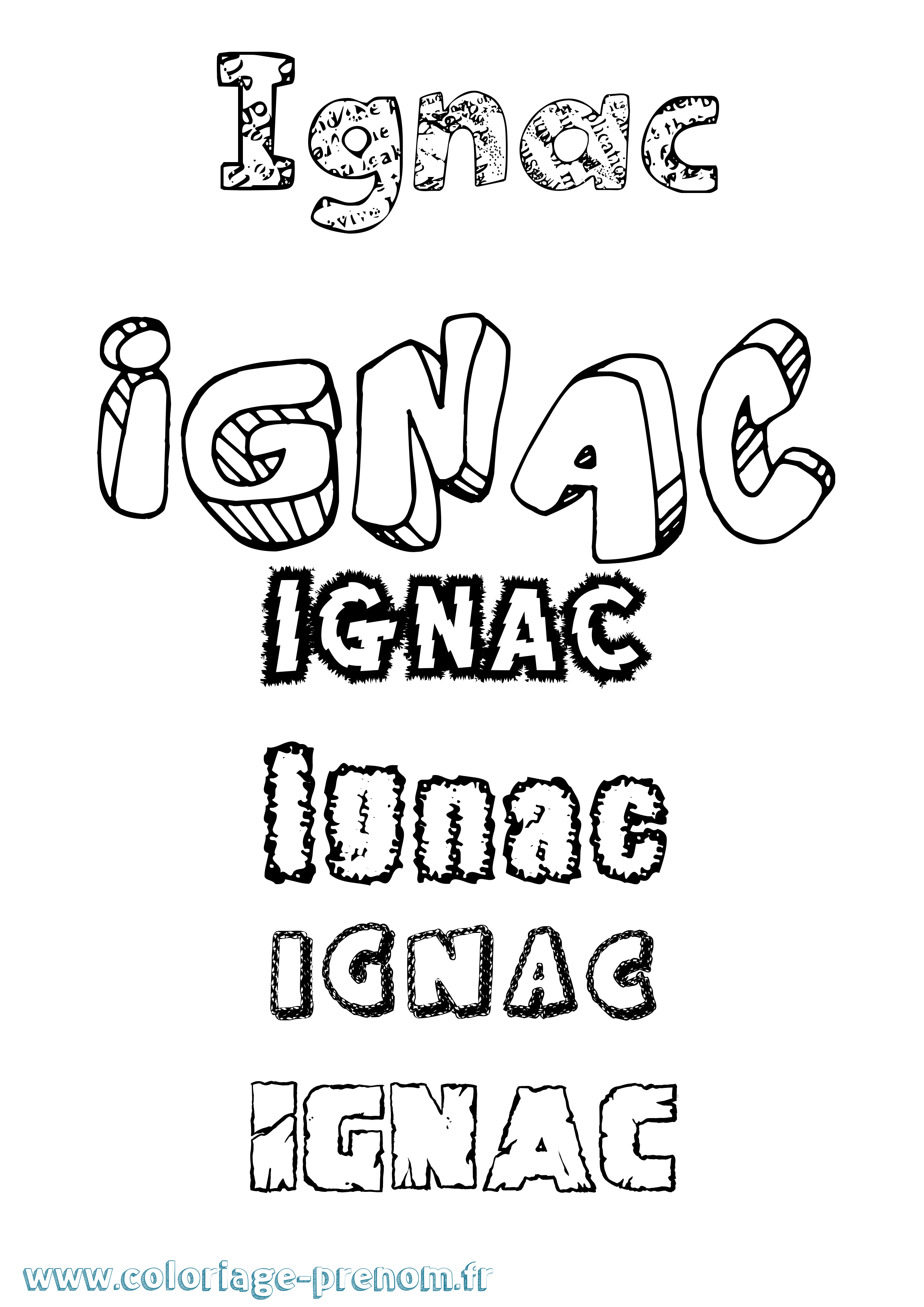 Coloriage Ignác Destructuré Coloriage prénom Ignác Destructuré