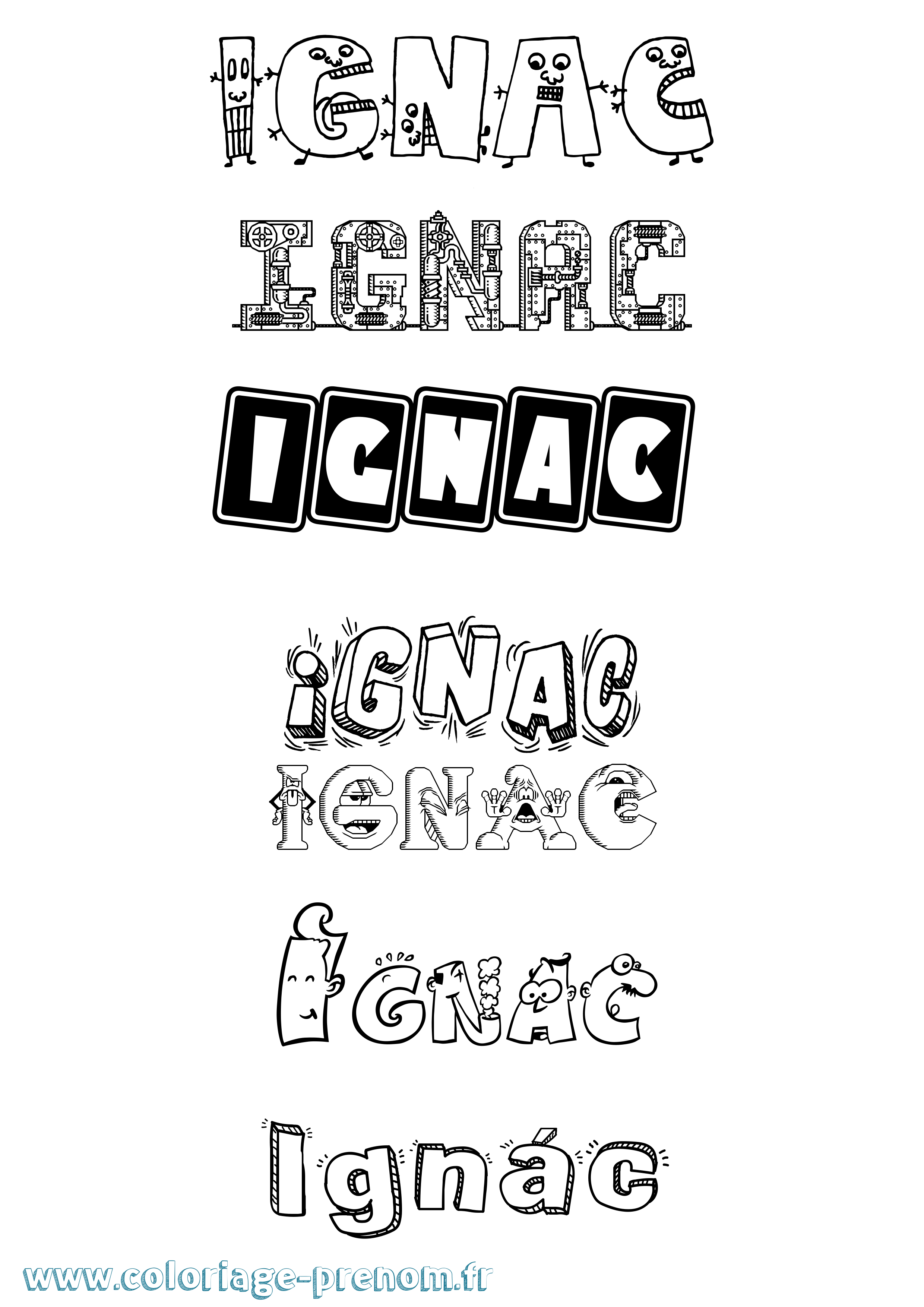Coloriage Ignác Fun Coloriage prénom Ignác Fun
