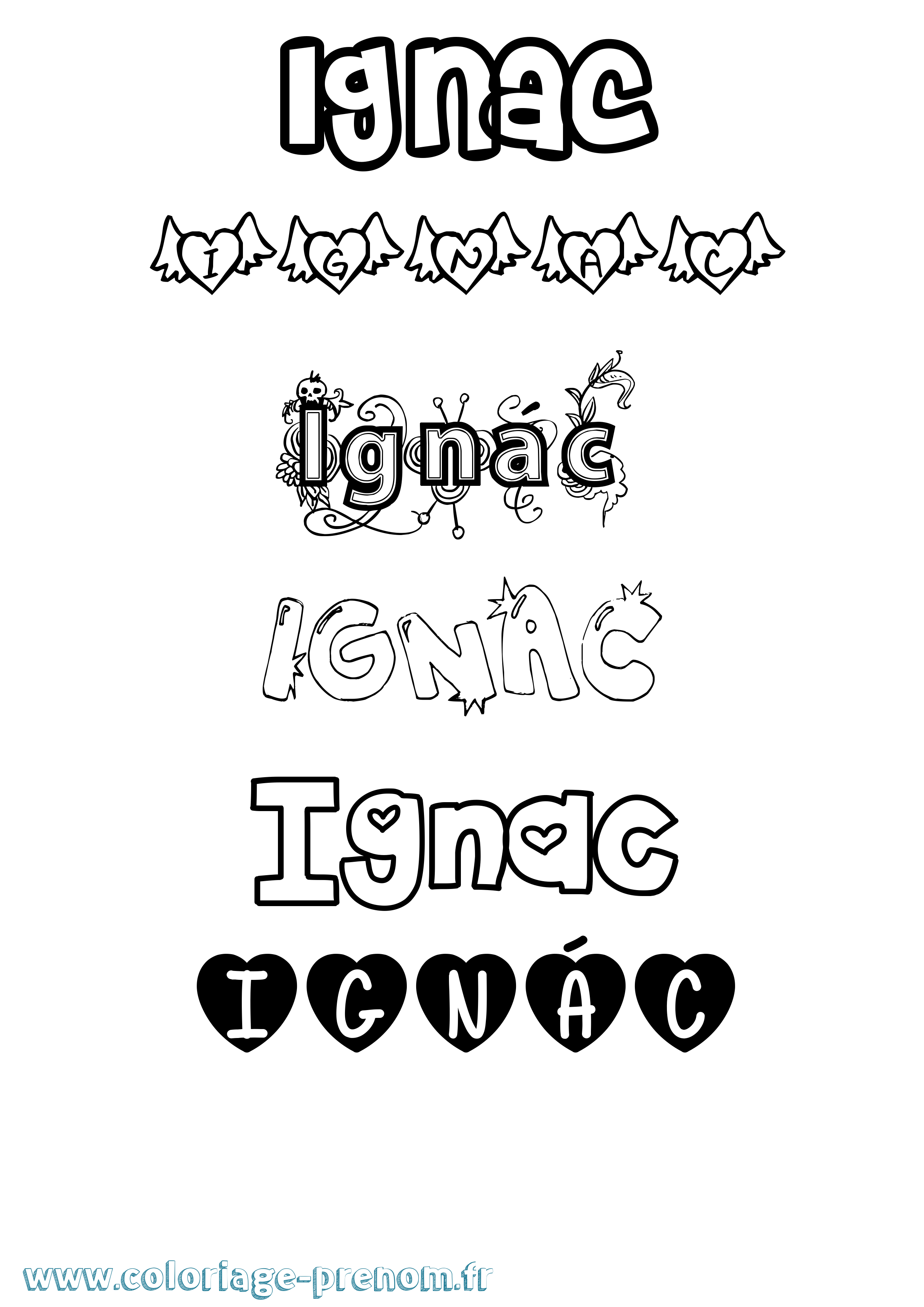 Coloriage Ignác Girly Coloriage prénom Ignác Girly