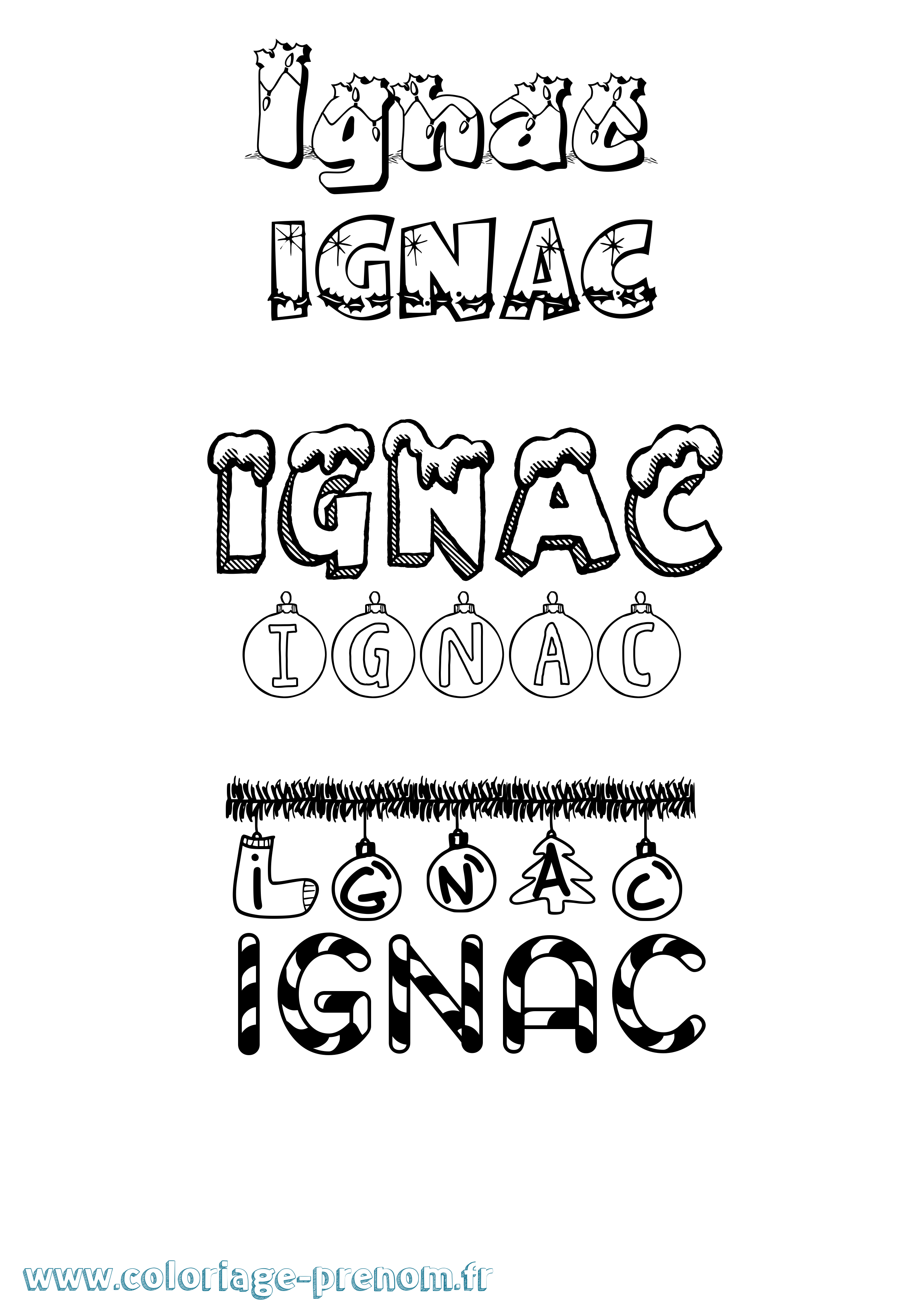 Coloriage Ignác Noël Coloriage prénom Ignác Noël