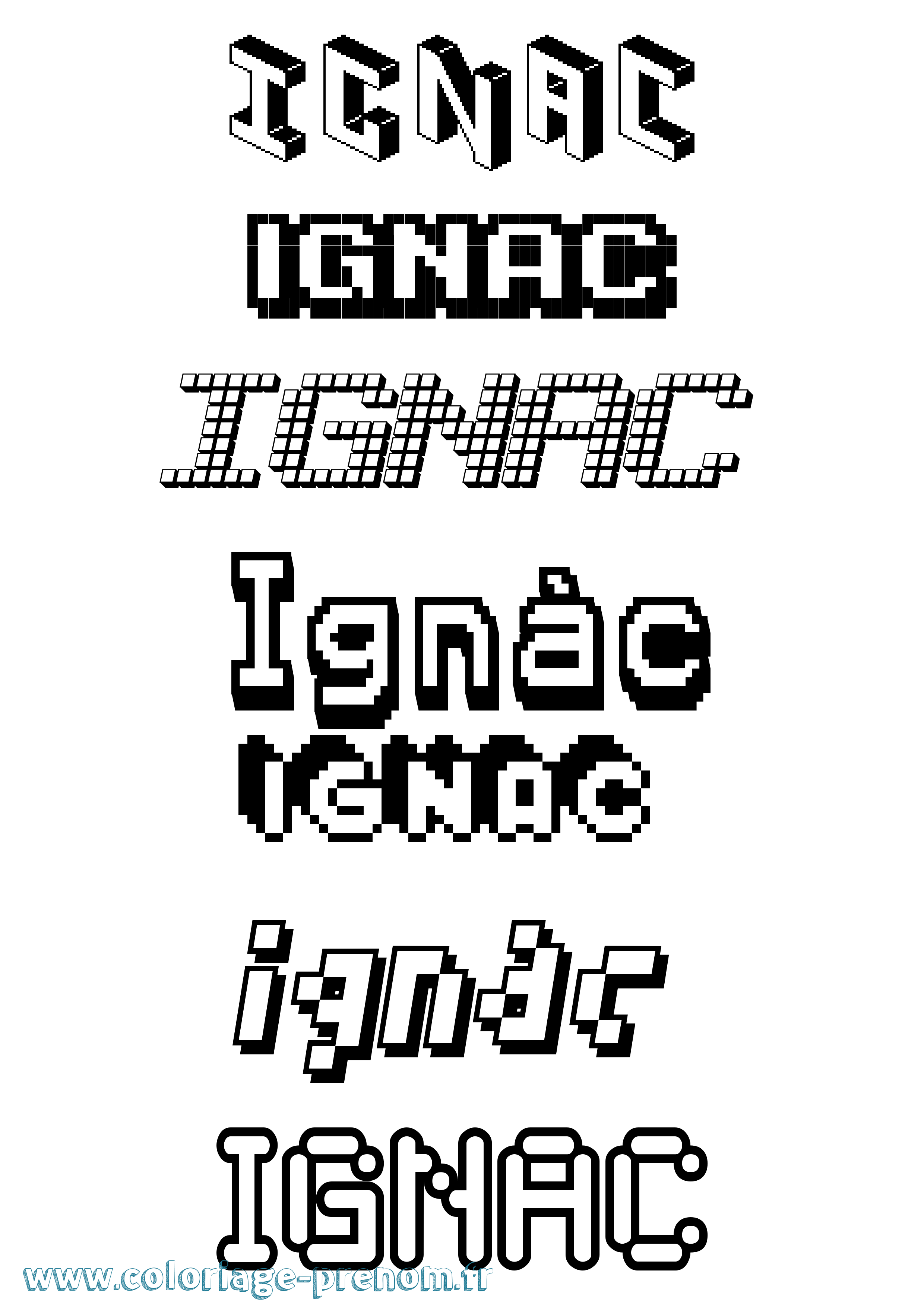 Coloriage Ignác Pixel Coloriage prénom Ignác Pixel