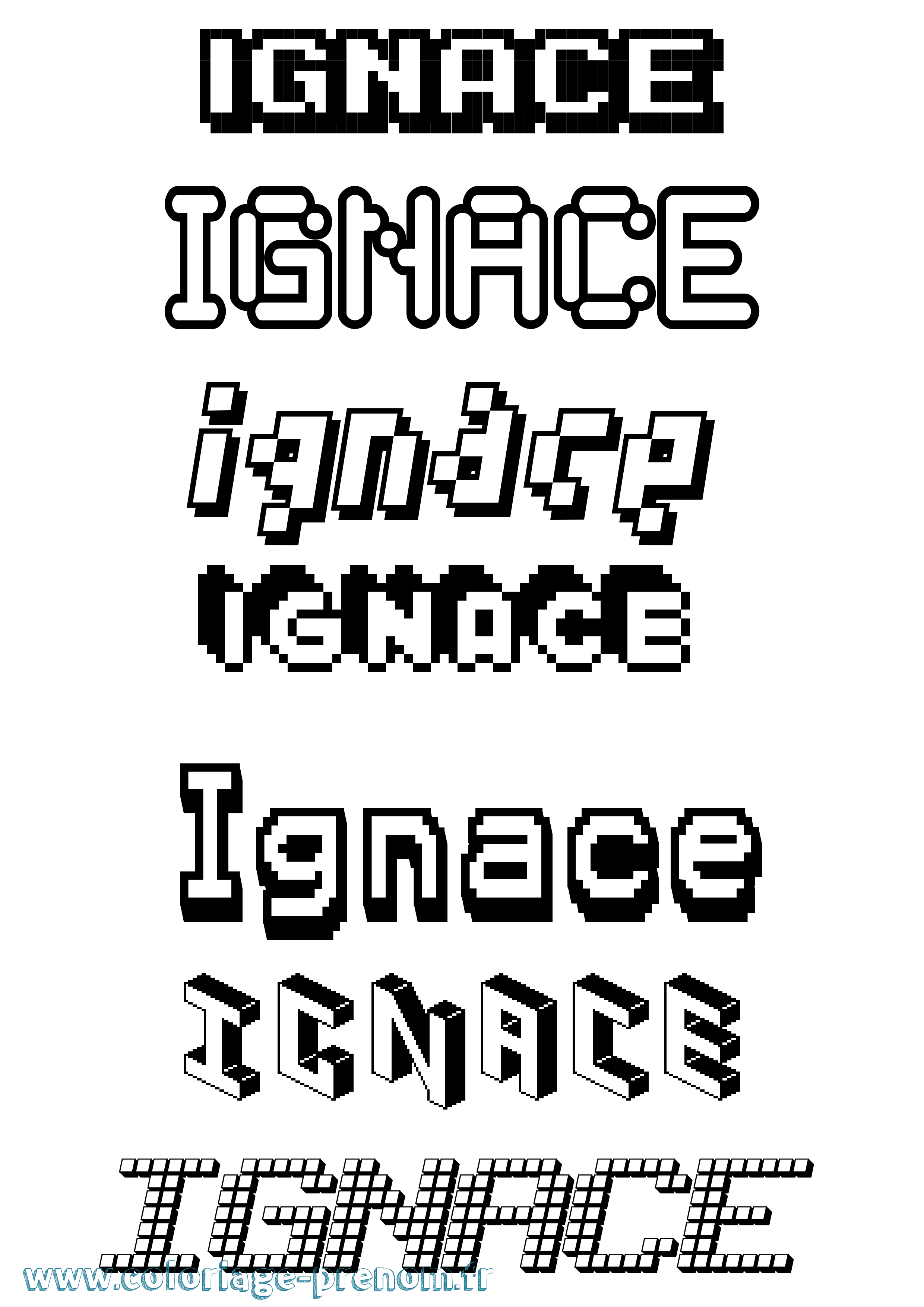 Coloriage prénom Ignace Pixel