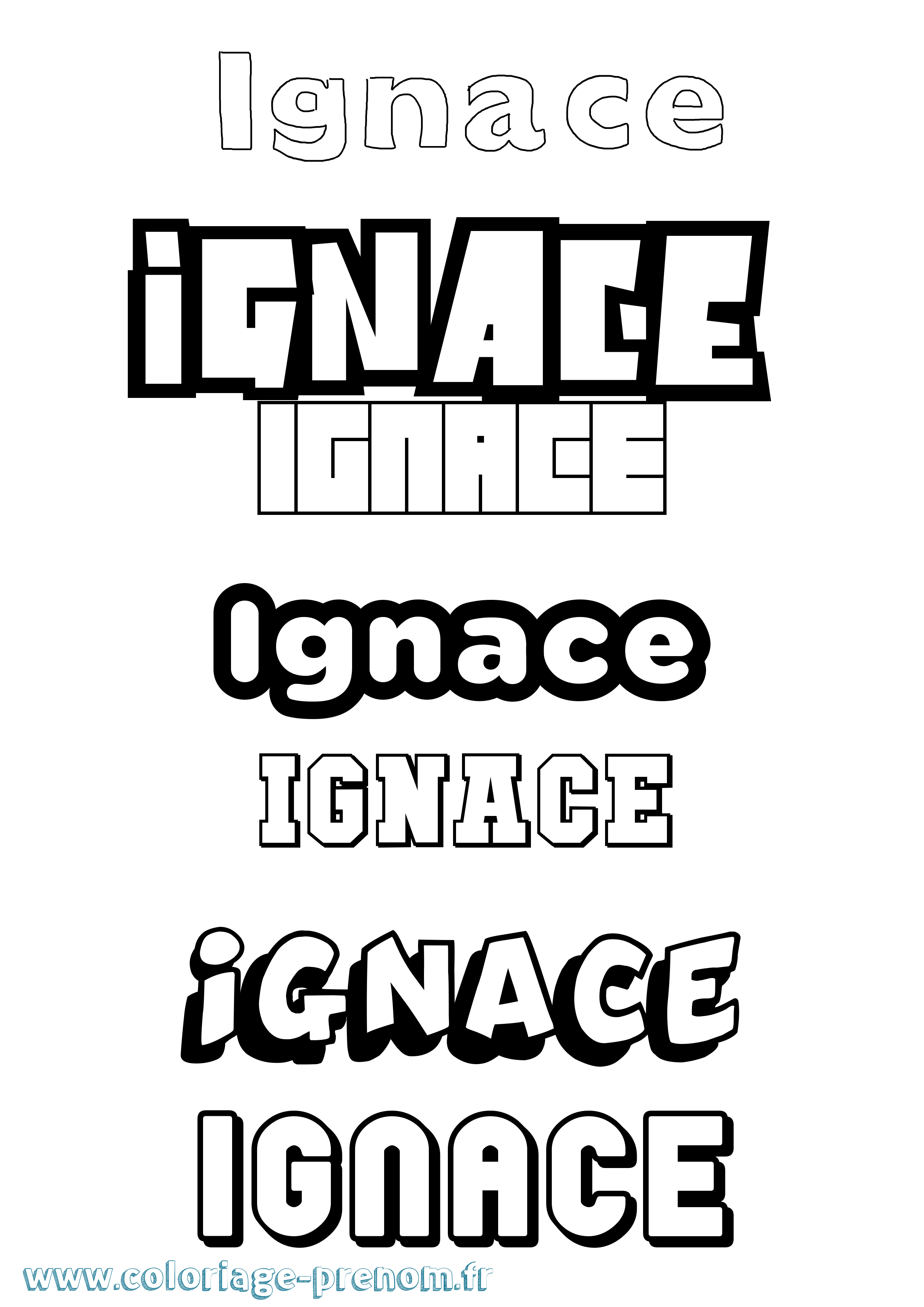 Coloriage prénom Ignace Simple