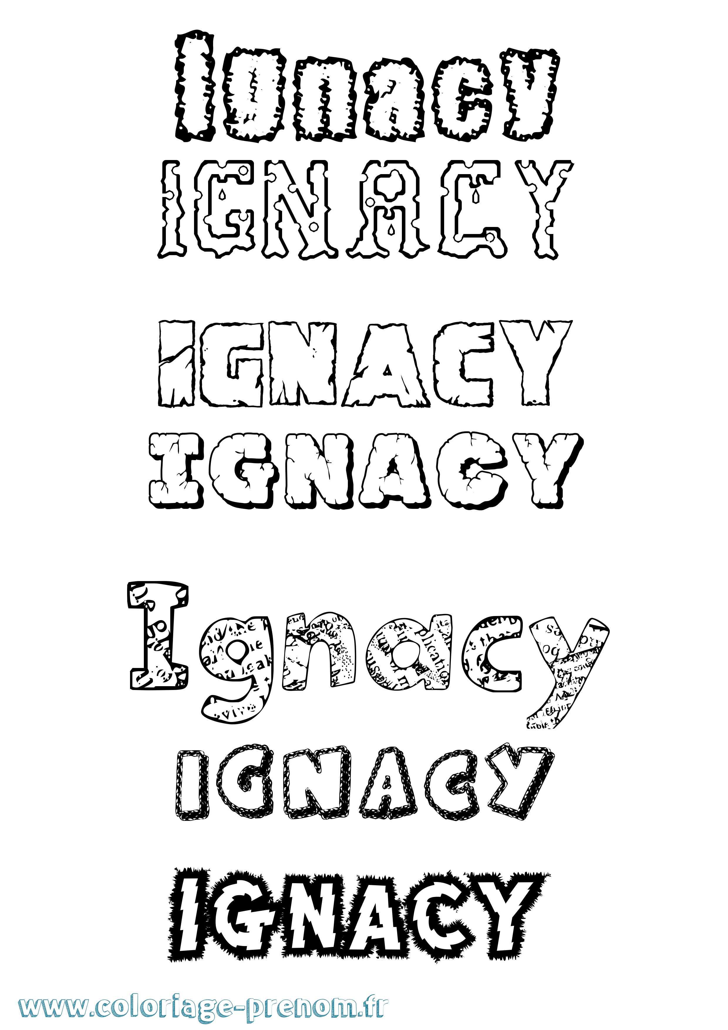 Coloriage prénom Ignacy Destructuré