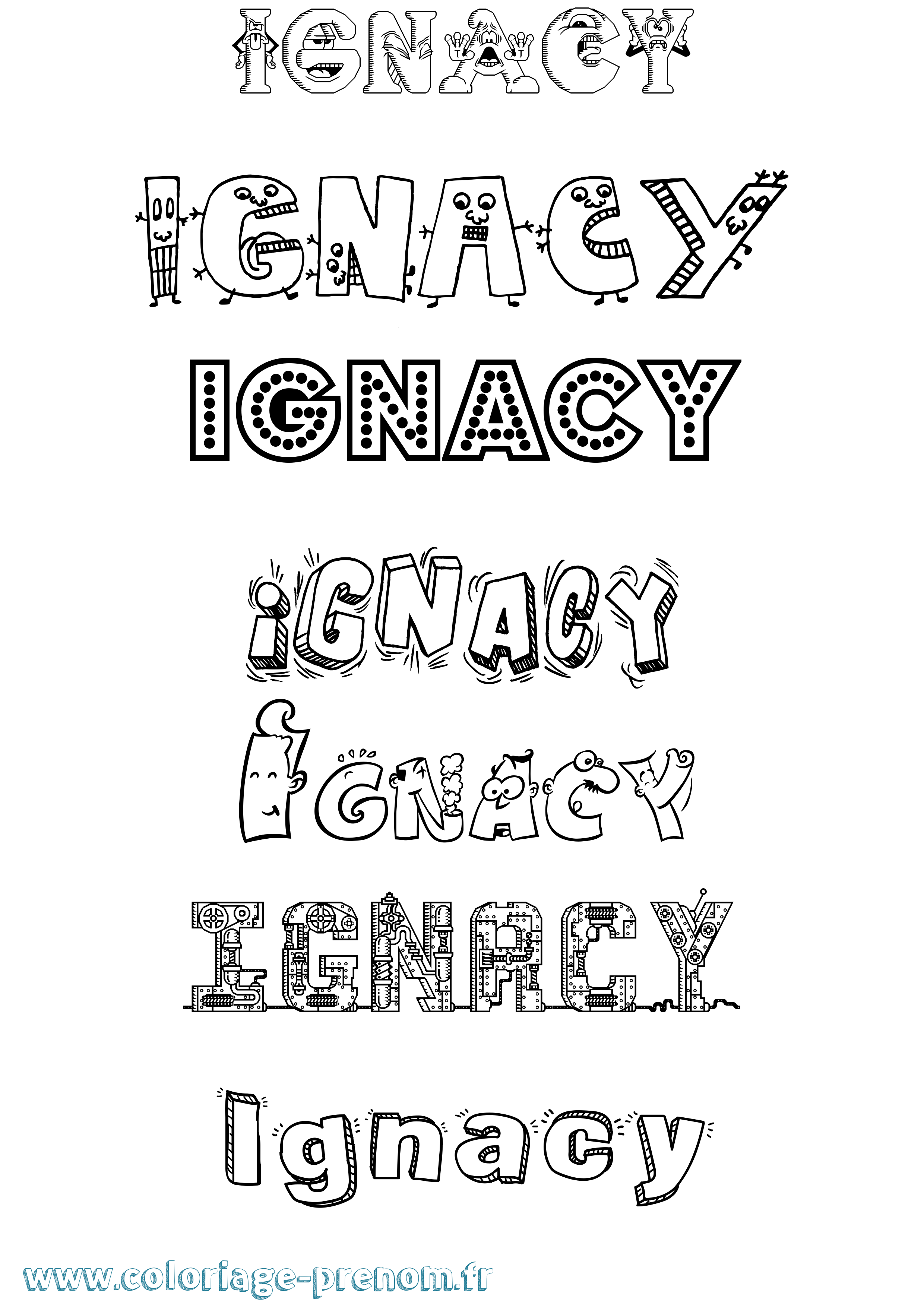 Coloriage prénom Ignacy Fun