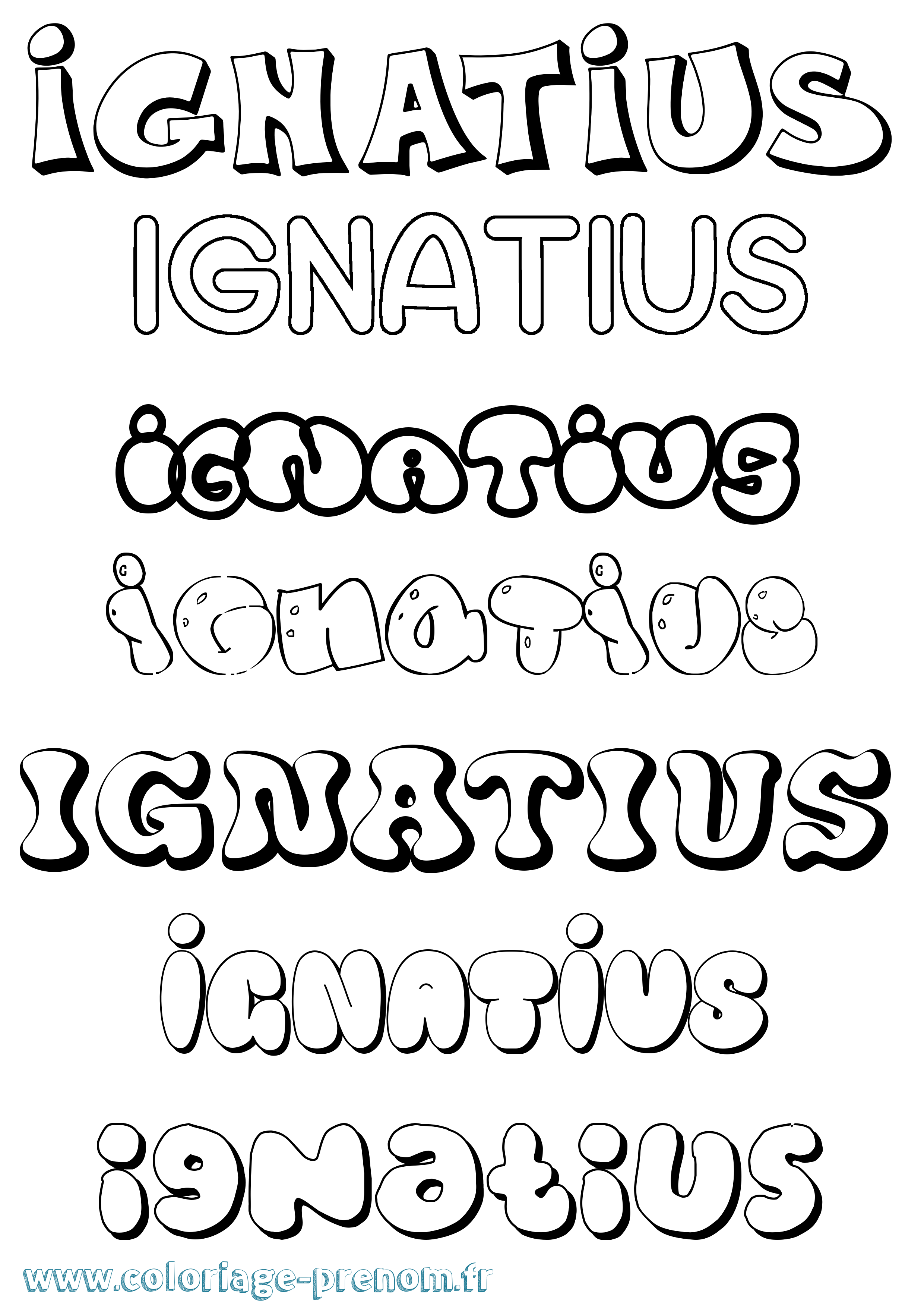 Coloriage Ignatius Bubble Coloriage prénom Ignatius Bubble