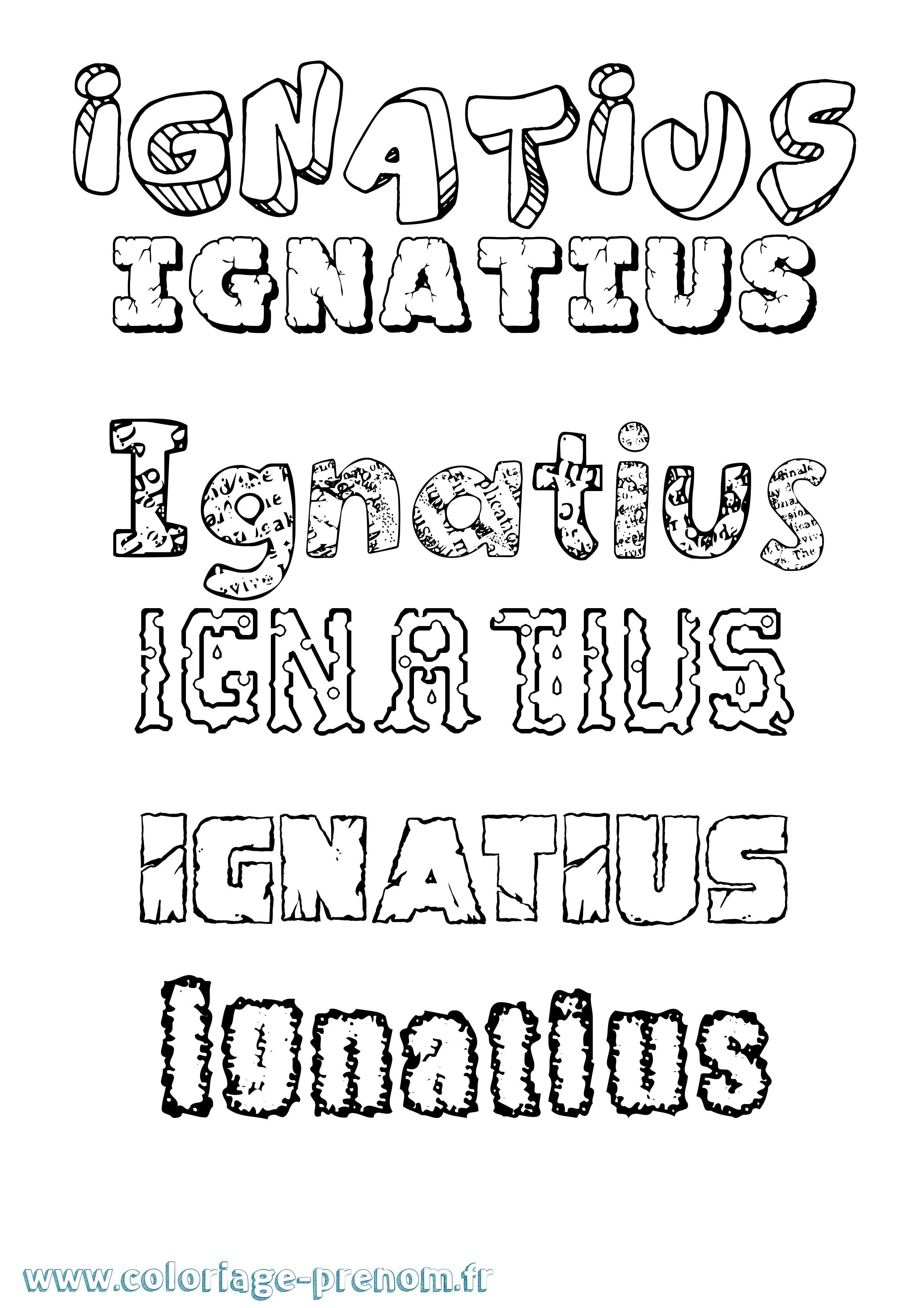 Coloriage Ignatius Destructuré Coloriage prénom Ignatius Destructuré