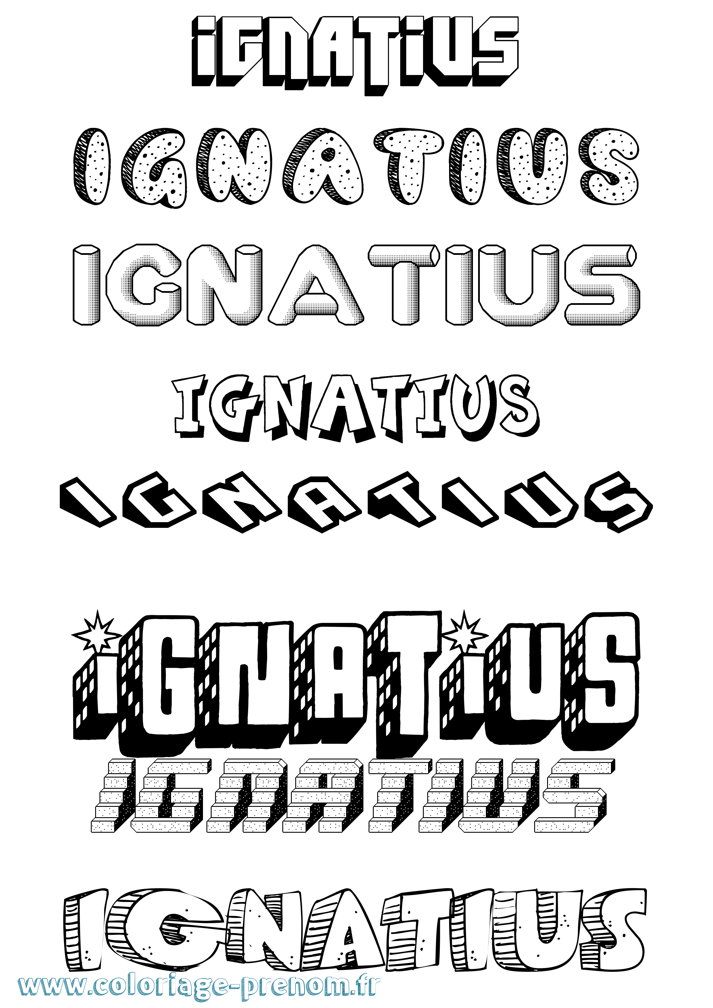 Coloriage Ignatius Effet 3D Coloriage prénom Ignatius Effet 3D