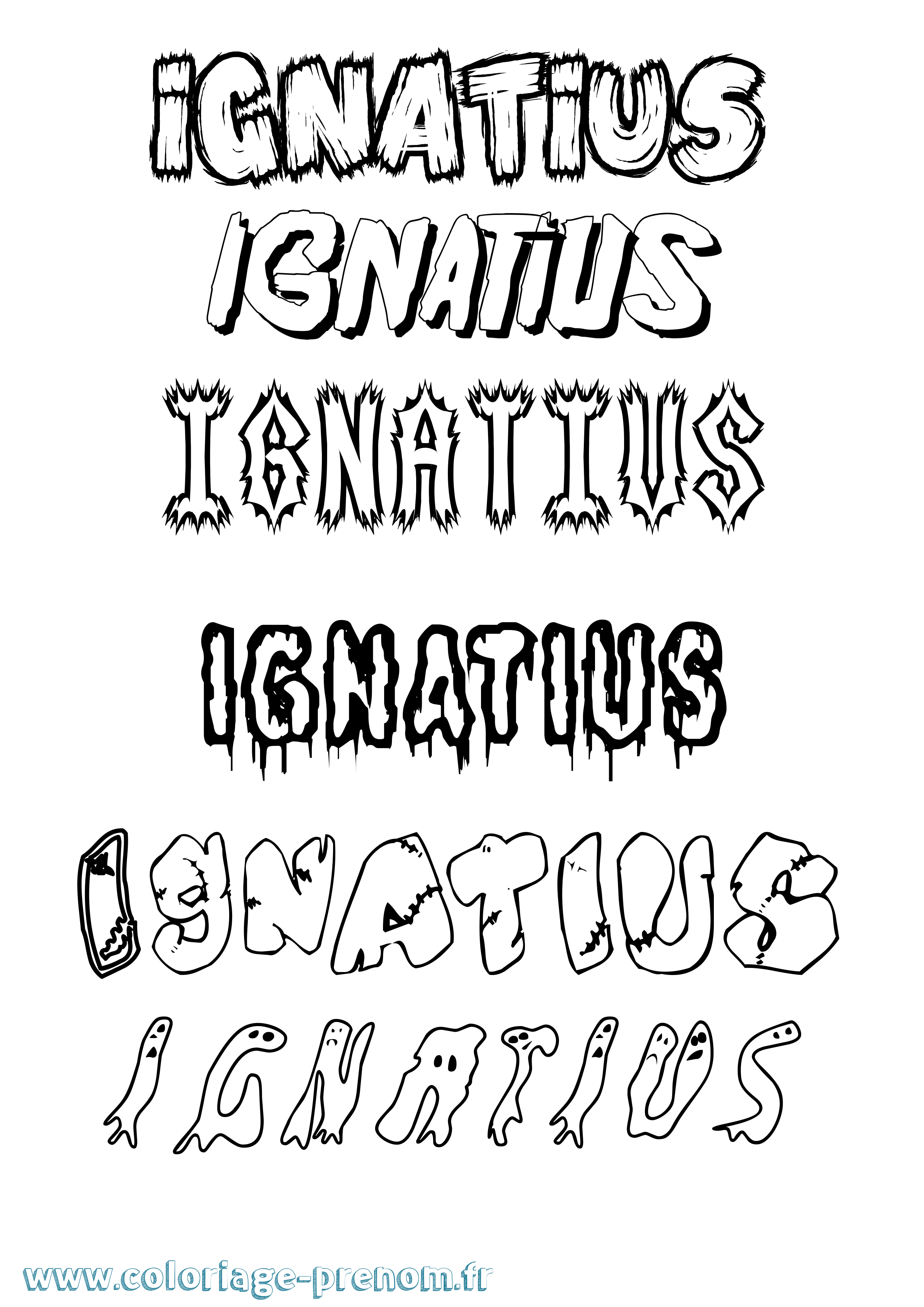 Coloriage Ignatius Frisson Coloriage prénom Ignatius Frisson