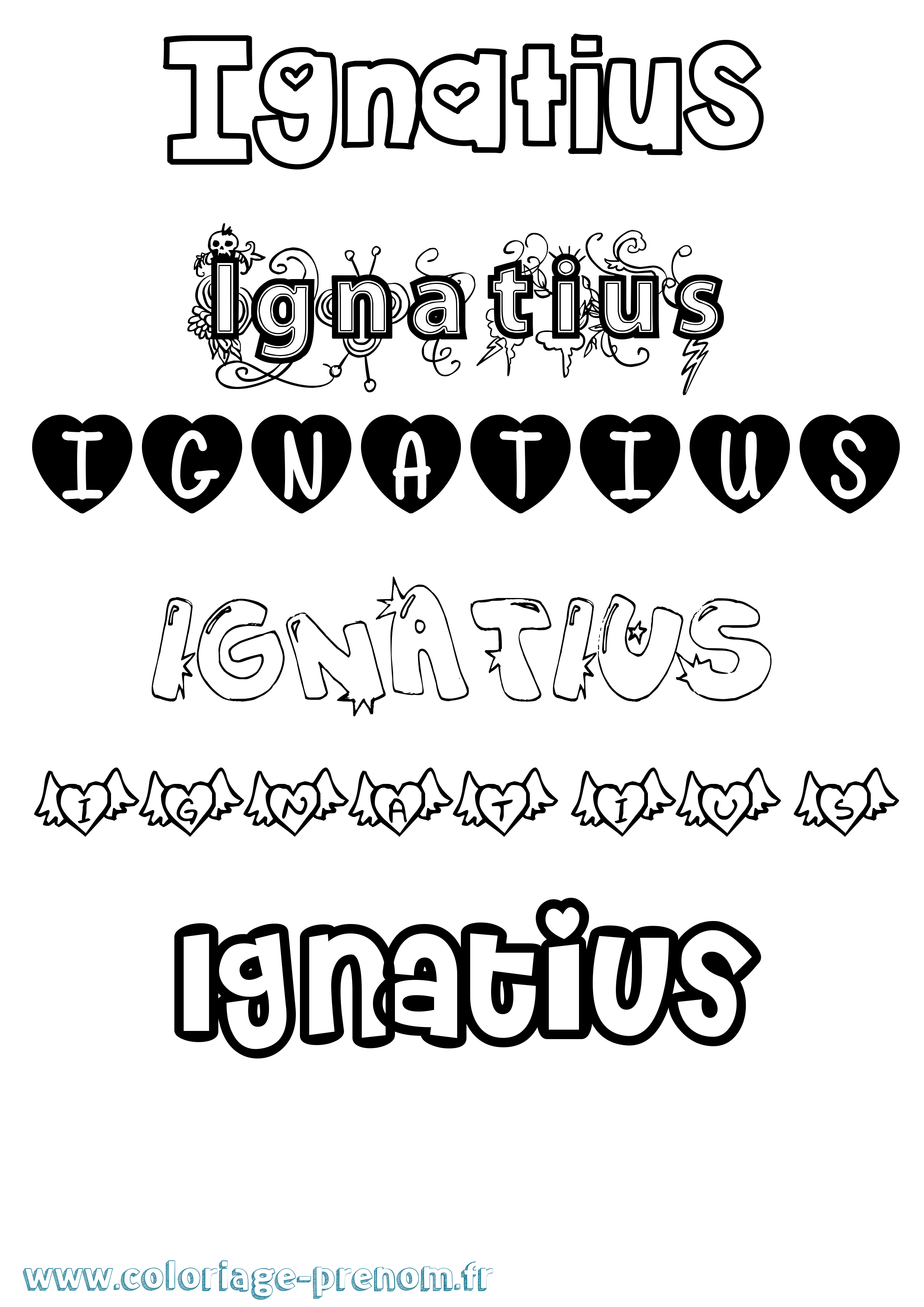 Coloriage Ignatius Girly Coloriage prénom Ignatius Girly
