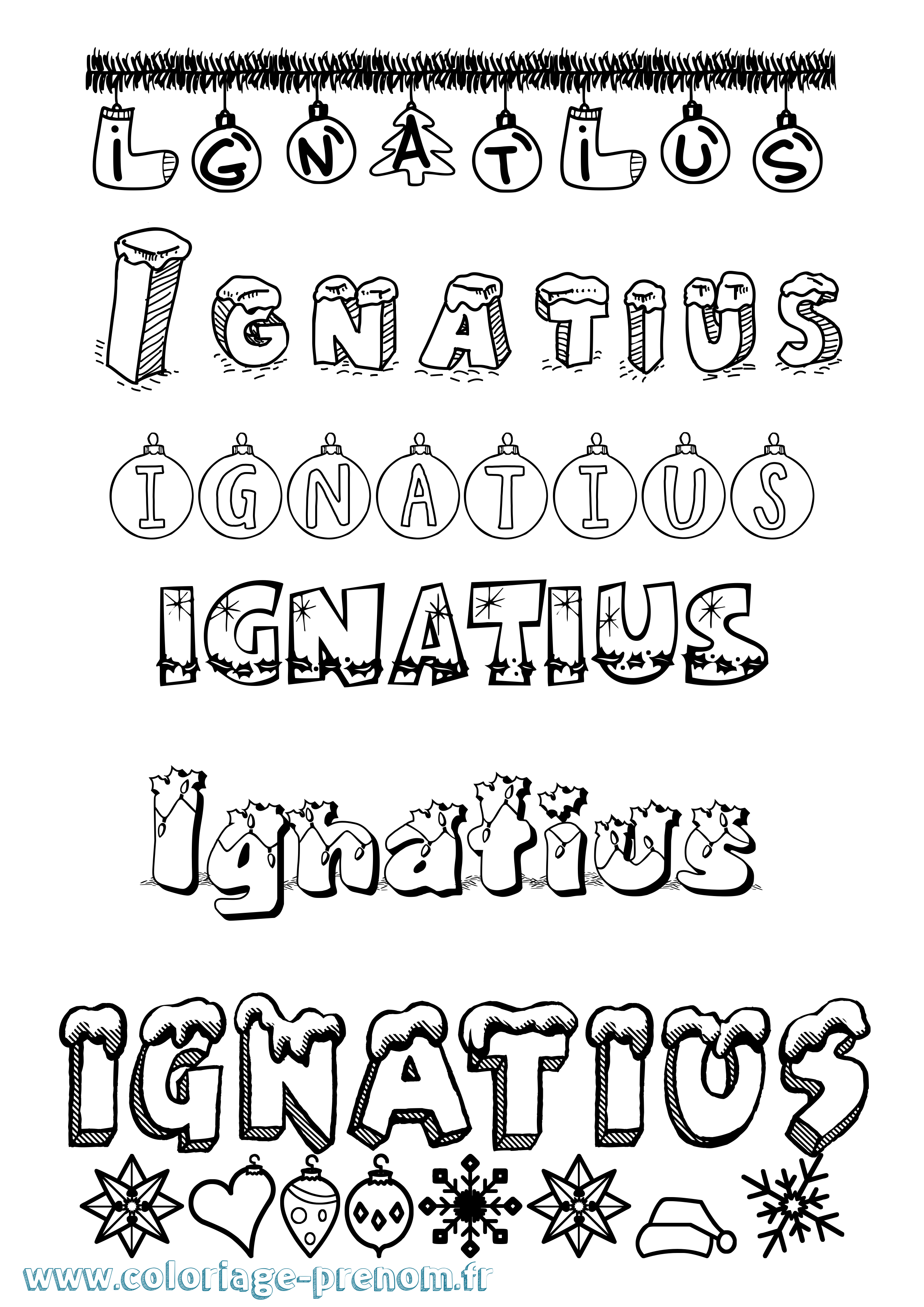 Coloriage Ignatius Noël Coloriage prénom Ignatius Noël