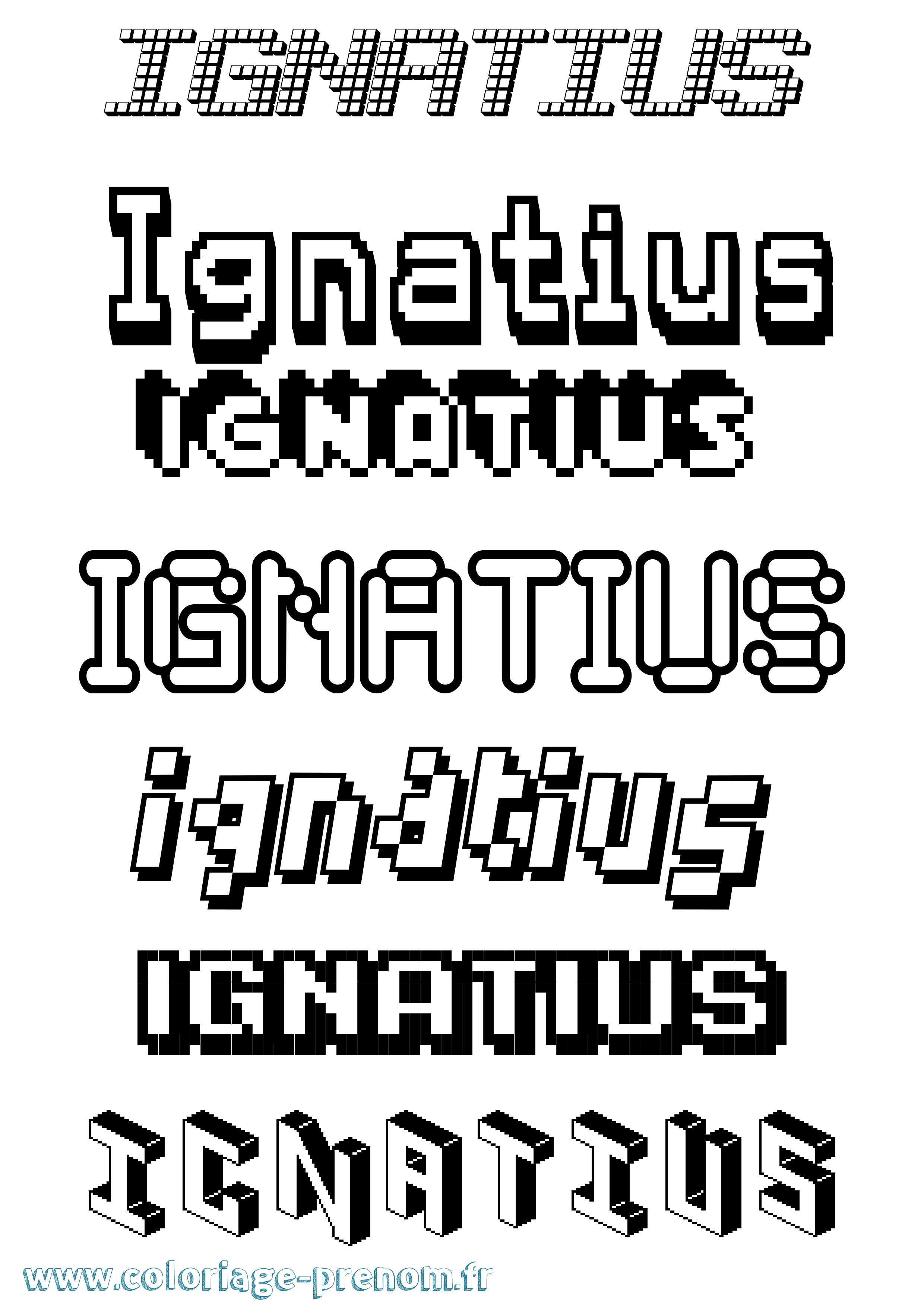 Coloriage Ignatius Pixel Coloriage prénom Ignatius Pixel