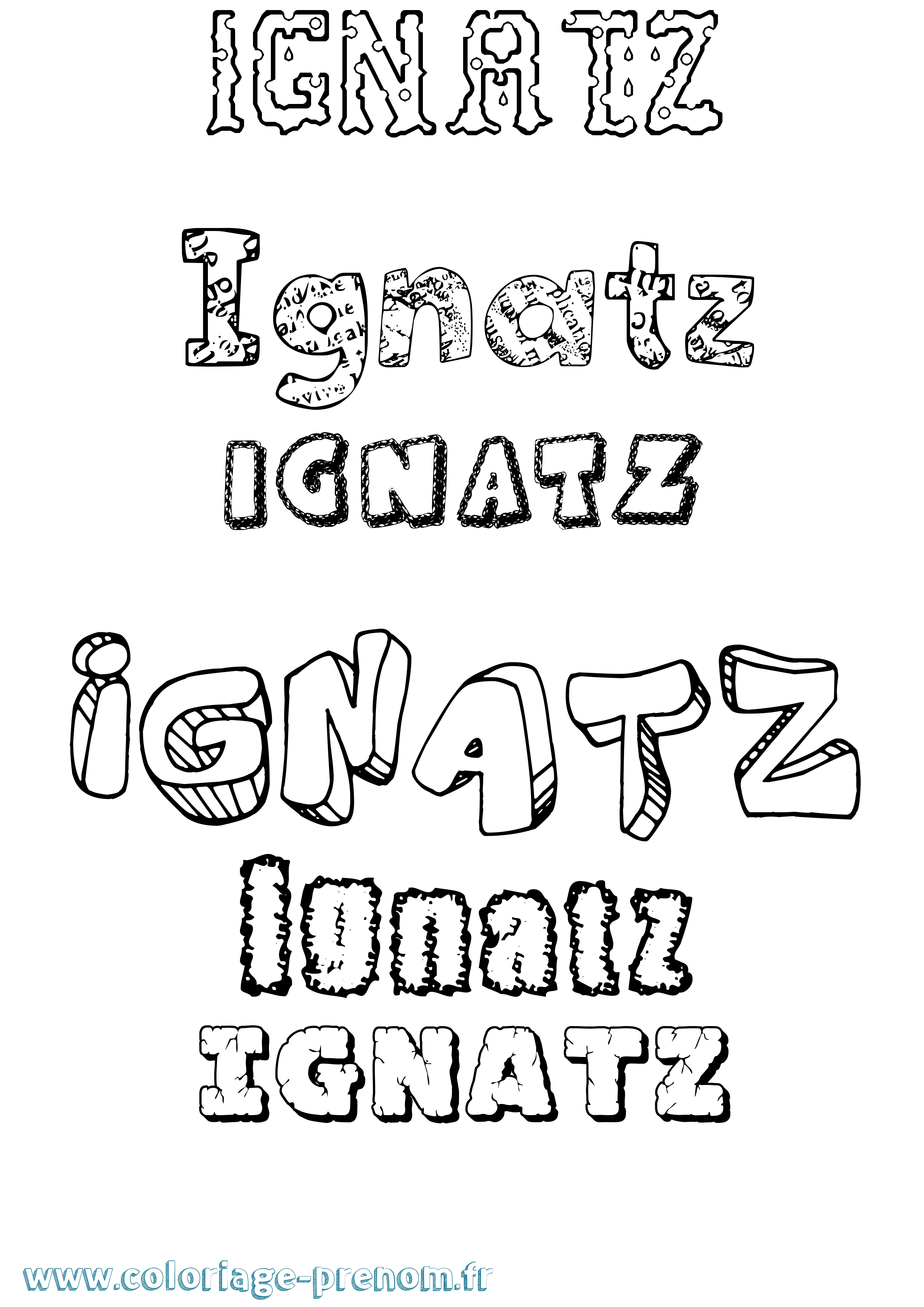 Coloriage Ignatz Destructuré Coloriage prénom Ignatz Destructuré
