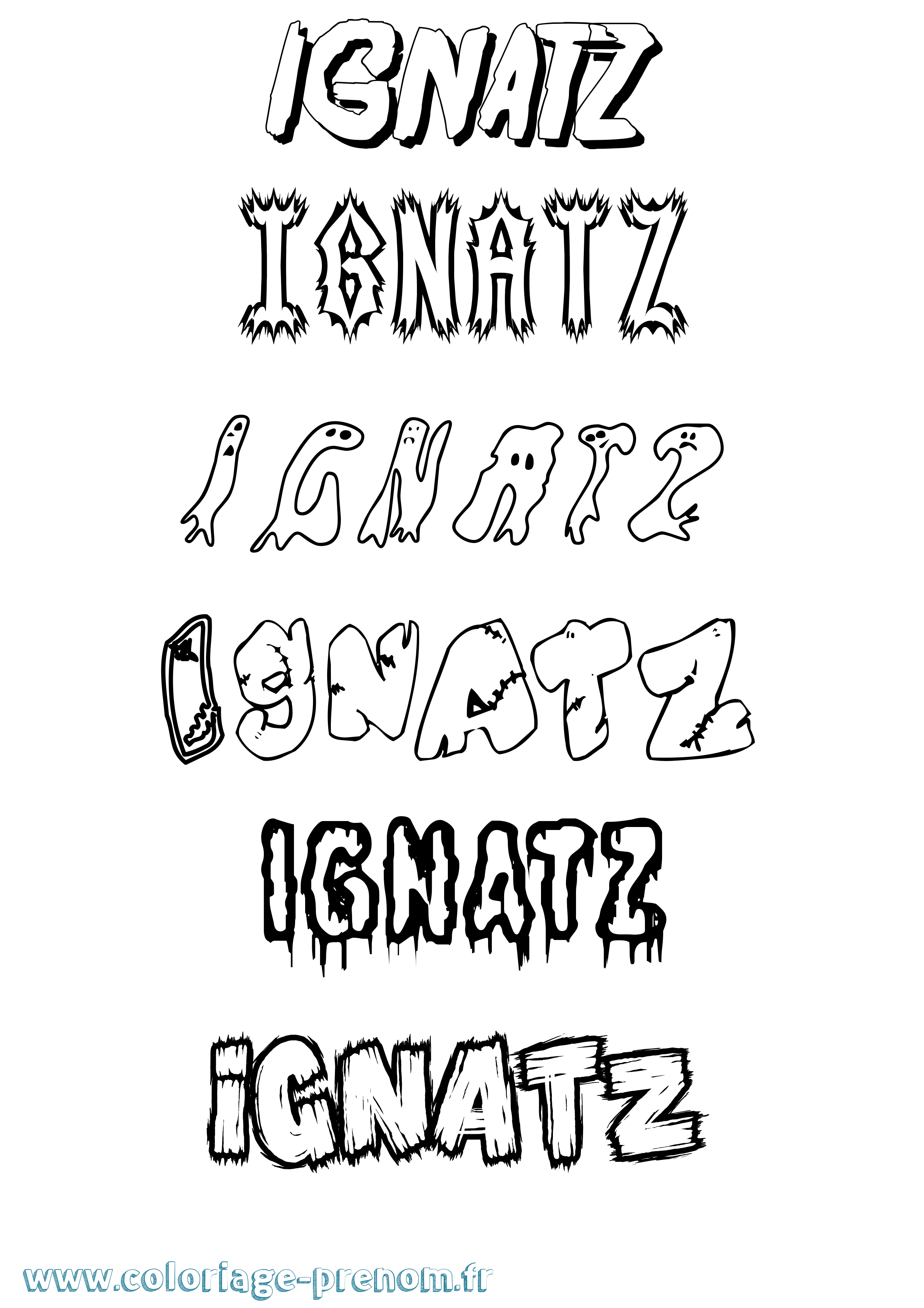 Coloriage Ignatz Frisson Coloriage prénom Ignatz Frisson