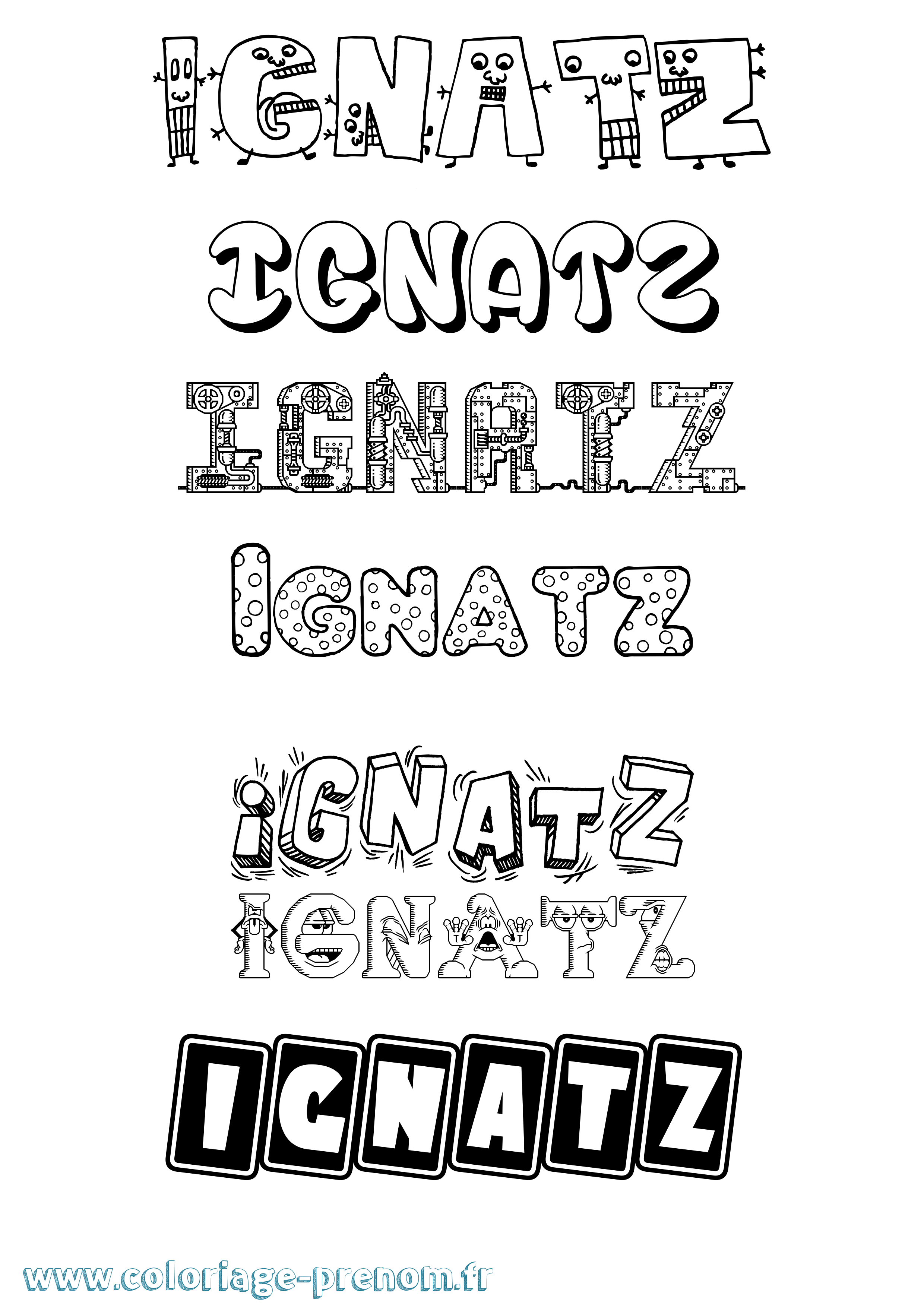 Coloriage Ignatz Fun Coloriage prénom Ignatz Fun
