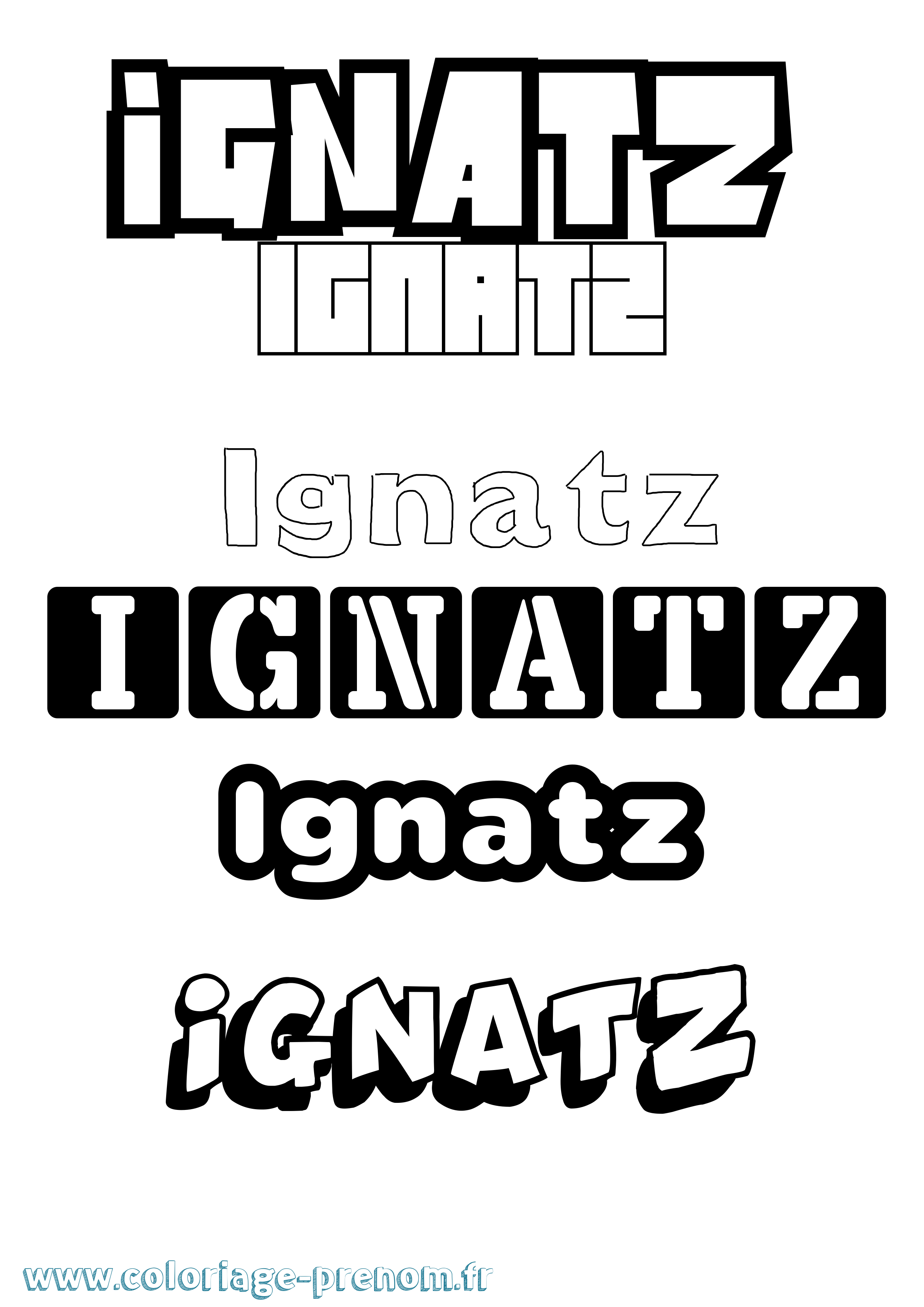 Coloriage Ignatz Simple Coloriage prénom Ignatz Simple
