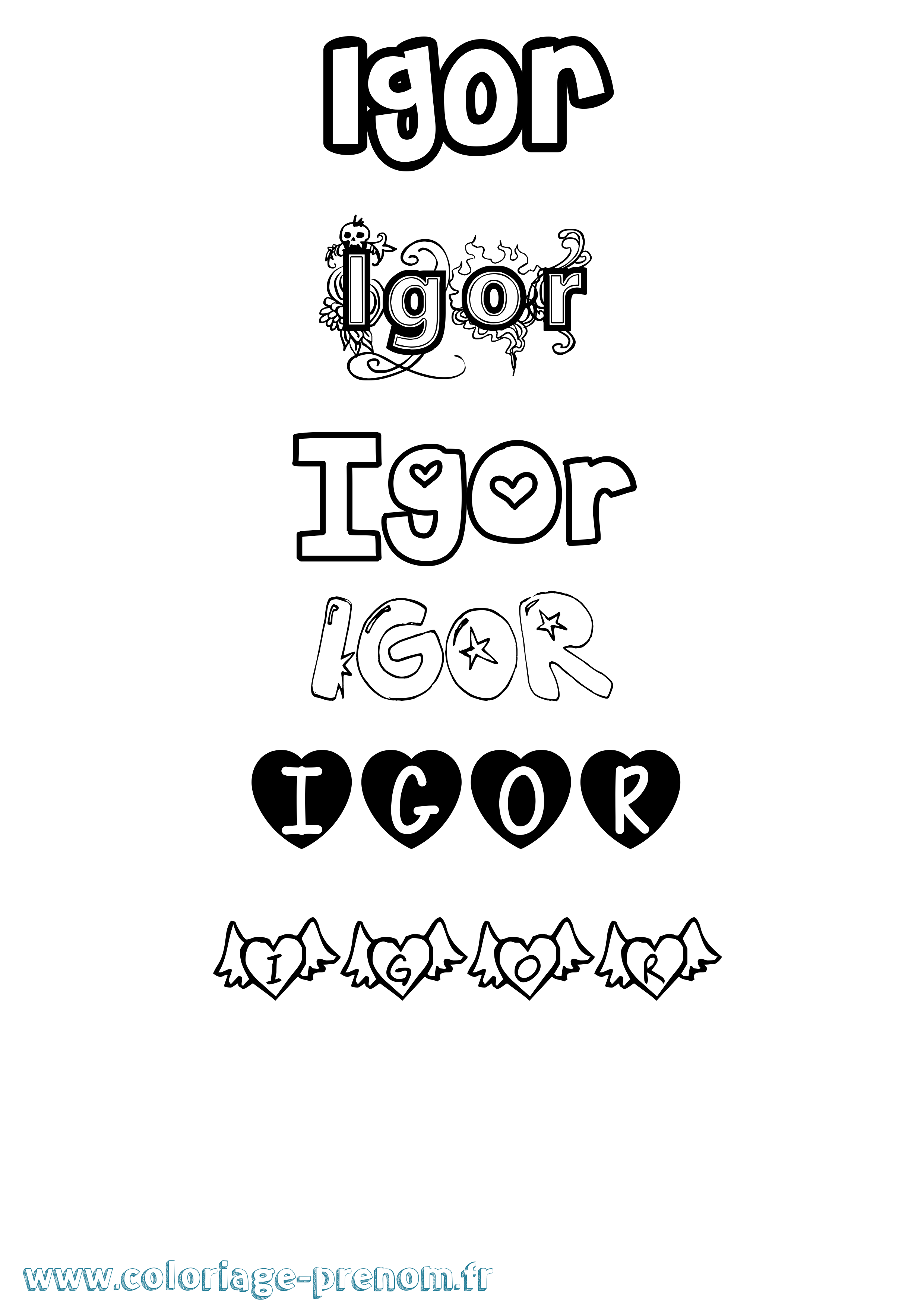 Coloriage prénom Igor Girly