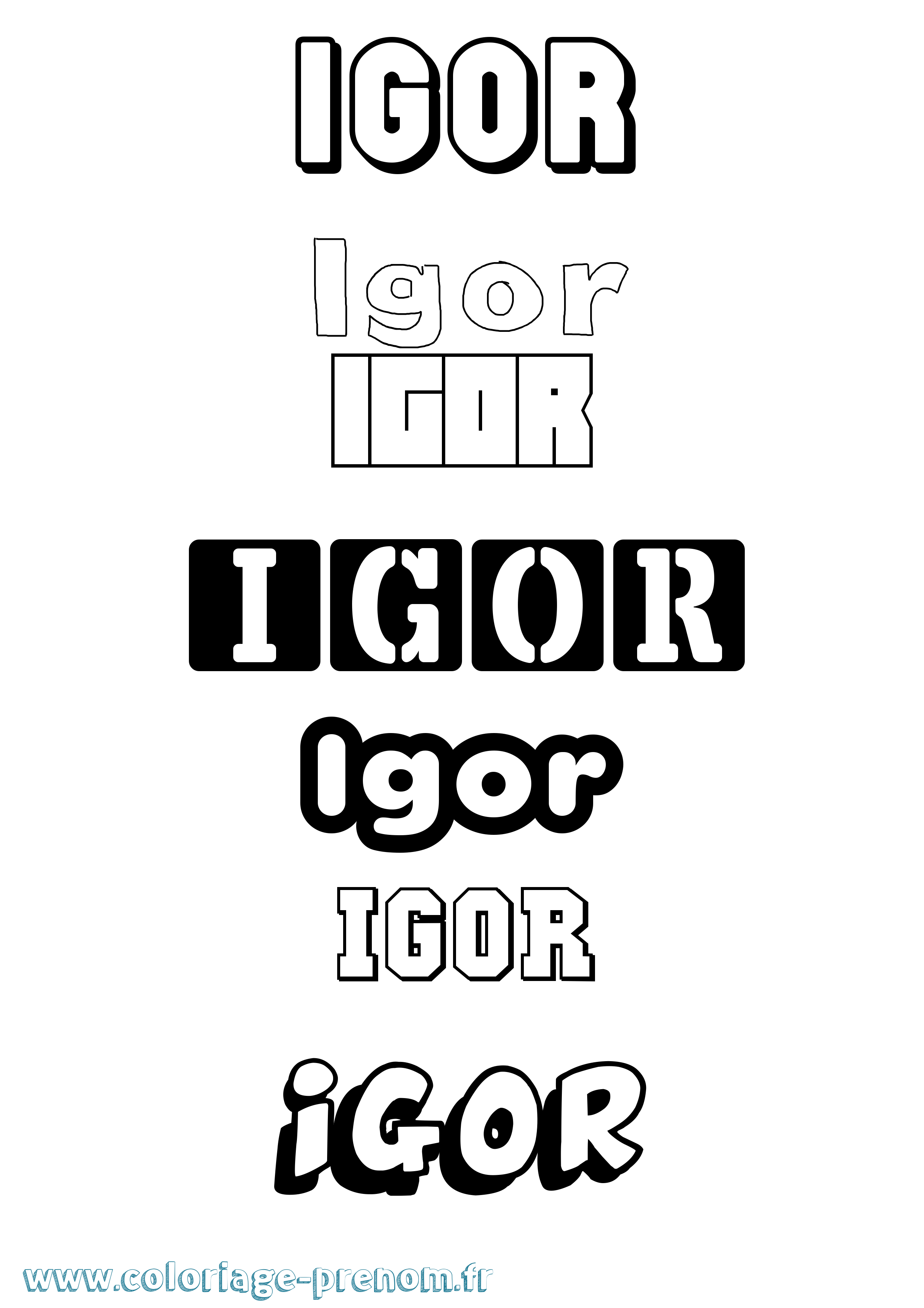 Coloriage prénom Igor Simple